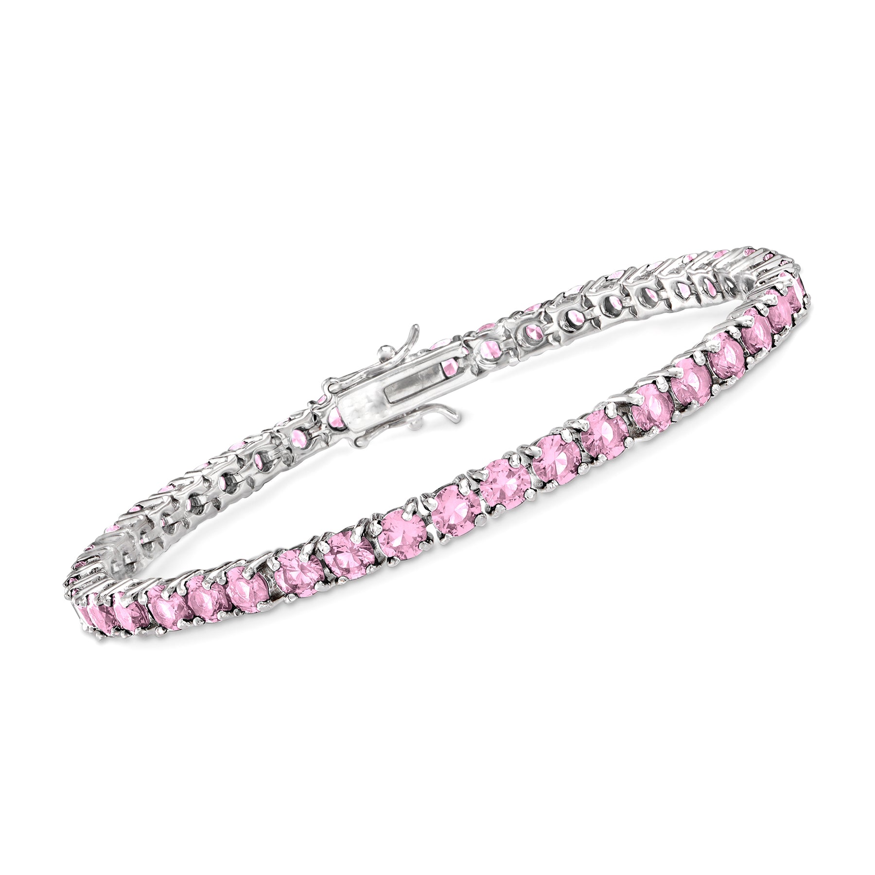 Ross-Simons Simulated Pink Sapphire Tennis Bracelet in Sterling Silver 7228749512764