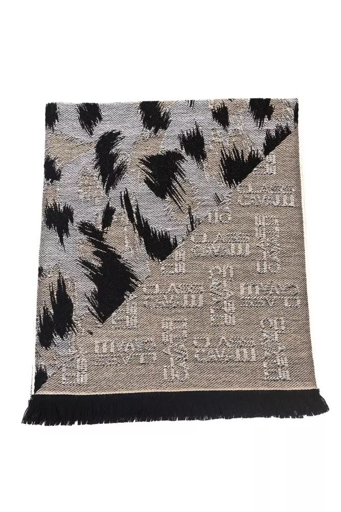 Cavalli Class Chic Animalier Wool-Blend Men's Scarf