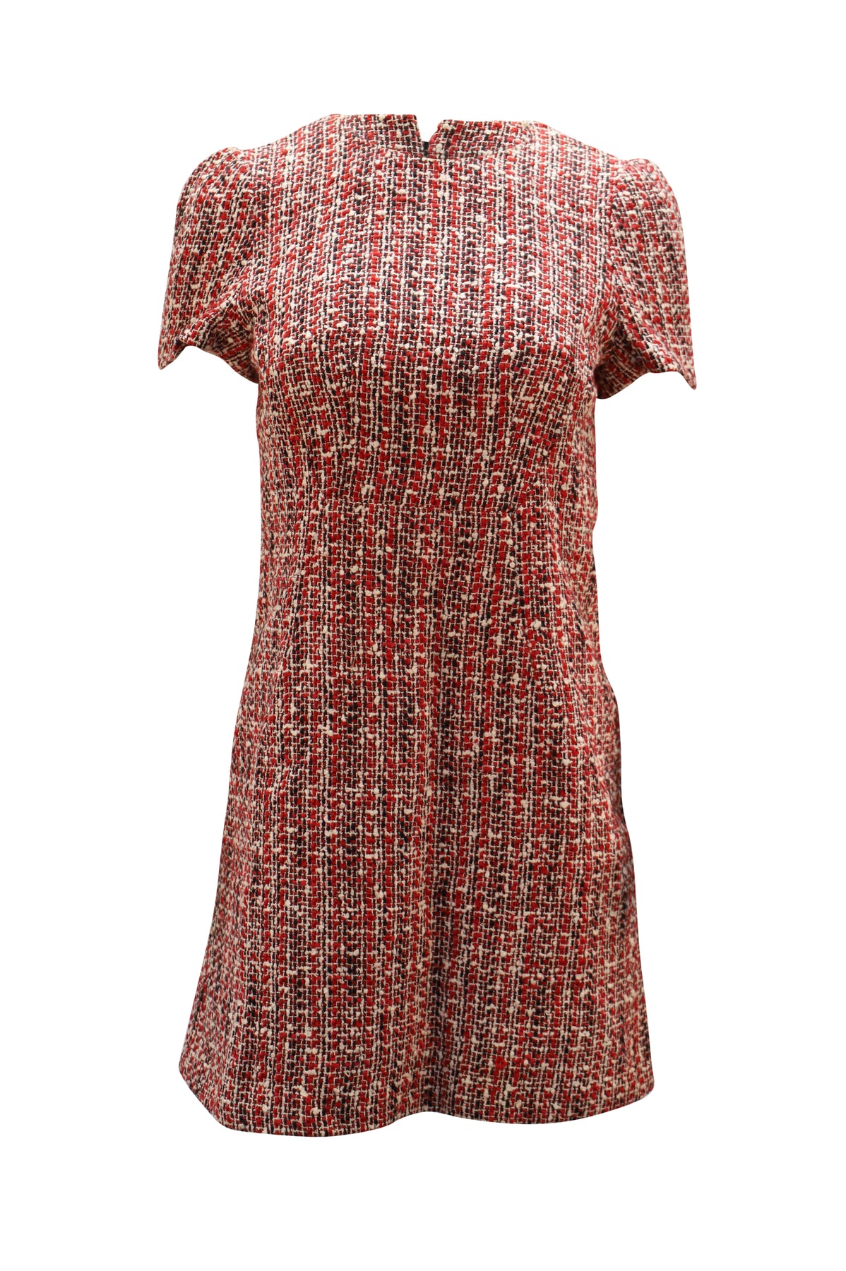 Alexander McQueen Tweed Shift Dress in Red Cotton 7764869054524