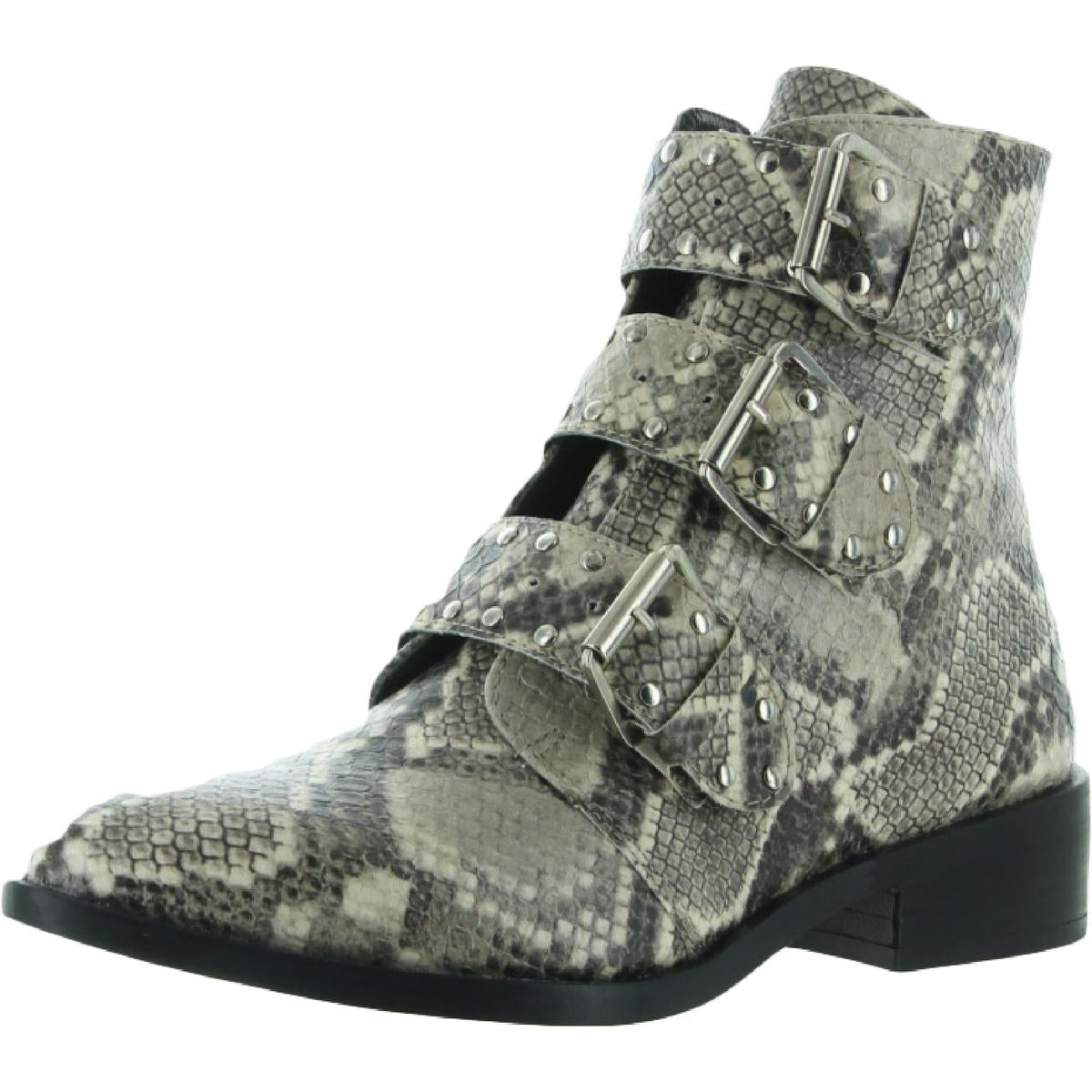 Harmon Faux Leather Snake Print Ankle Boots