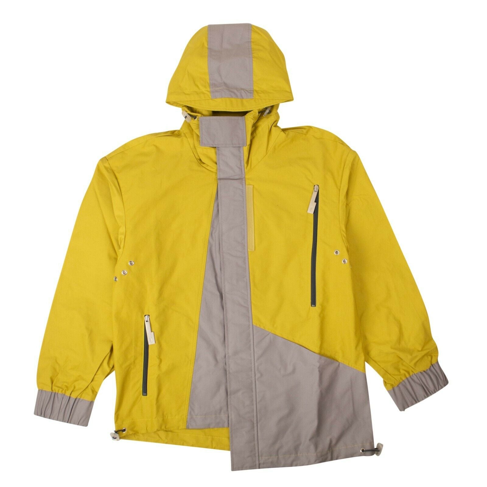 A-COLD-WALL* Women's Yellow And Gray Asymmetrical Hooded Windbreaker