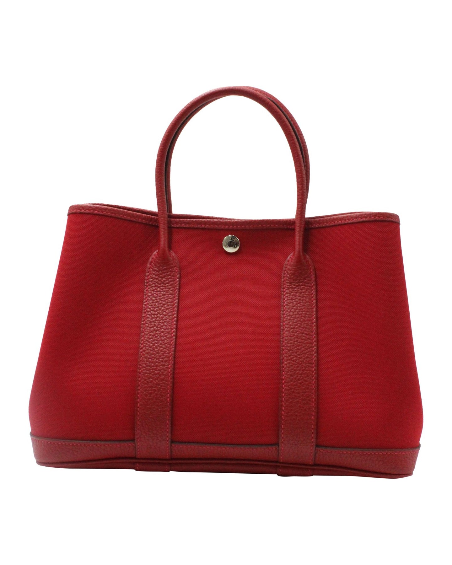 Hermes Garden Party 30 TPM Tote Bag in Red Canvas and Leather 7833668321340