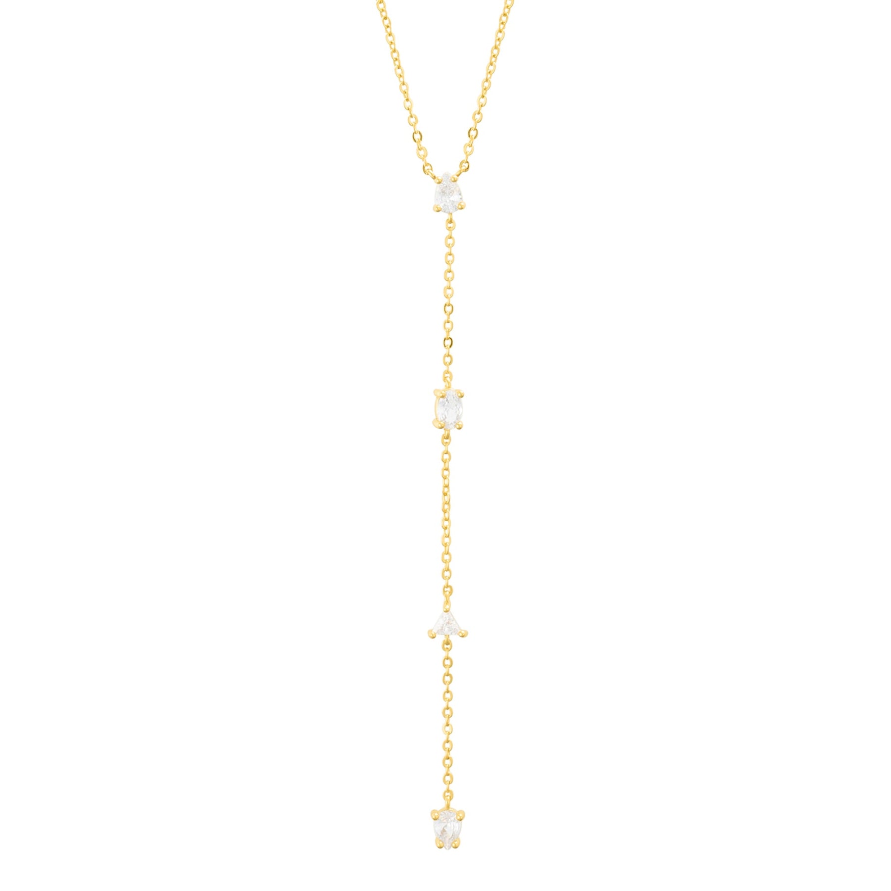 14k Gold Plated Adjustable Mixed Stone Lariat Y-Necklace
