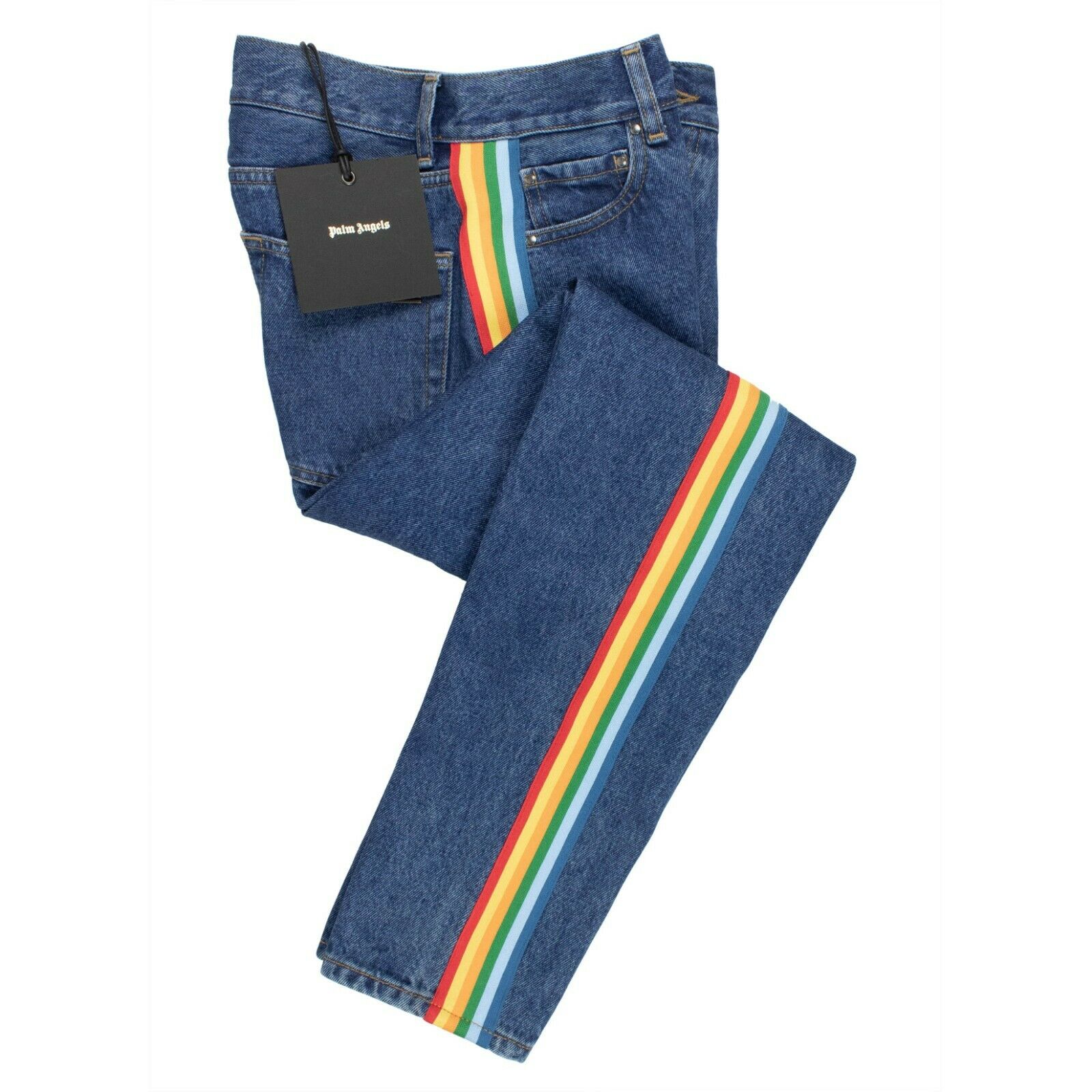 Denim Rainbow Stripe Medium Wash Jeans - Blue