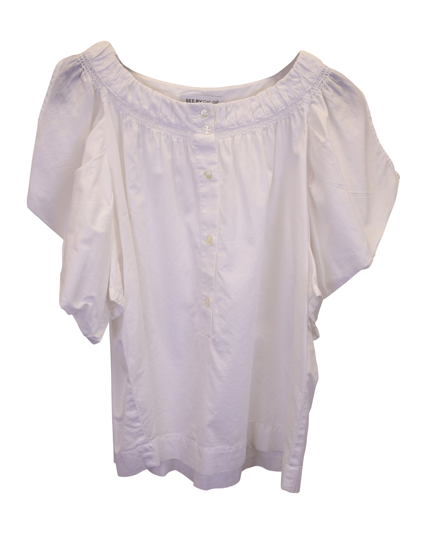 See By Chloe Cut Out Shoulder Top in White Cotton 7748707778620