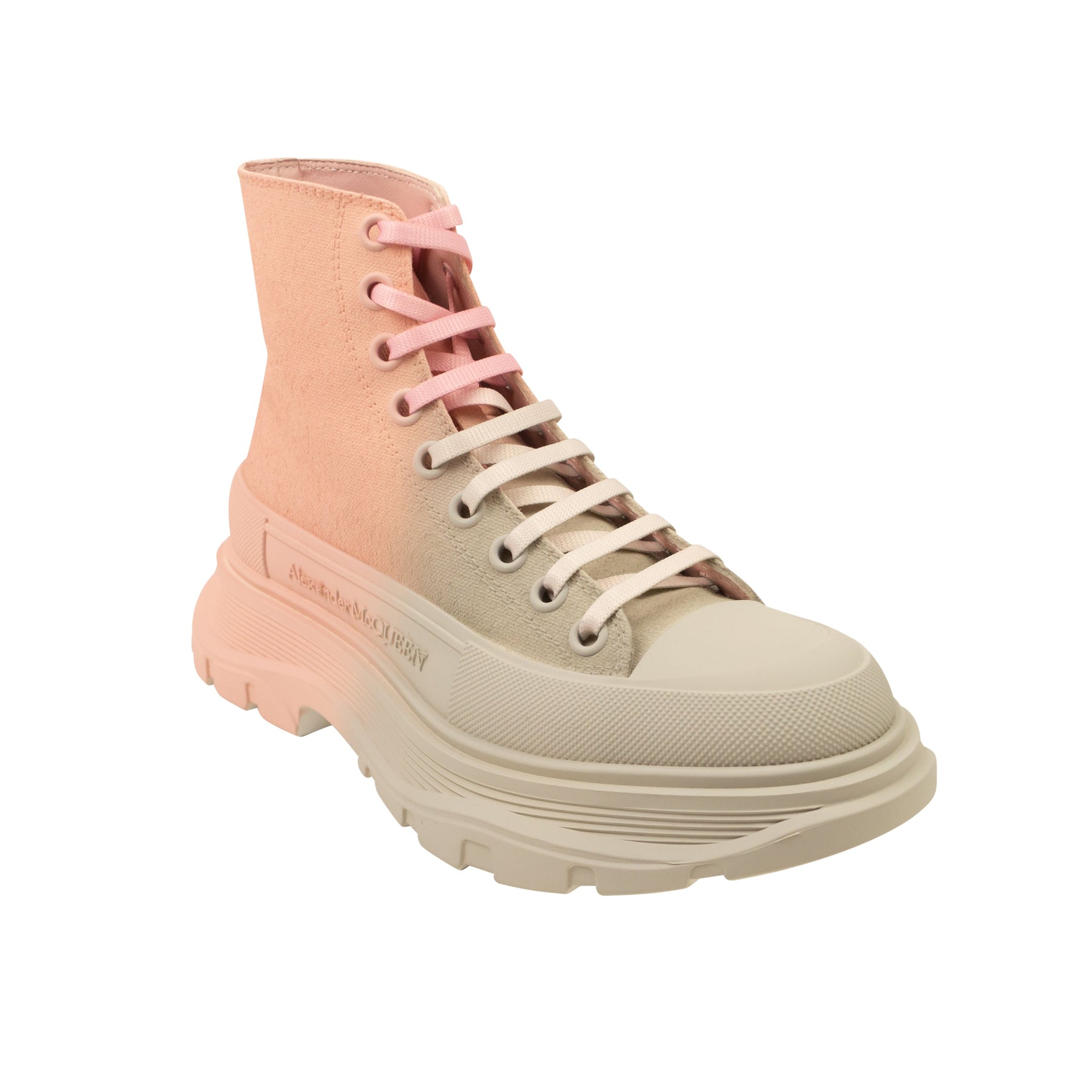 Alexander Mcqueen Two-Tone Tread Combat Boots - Gray/Pink