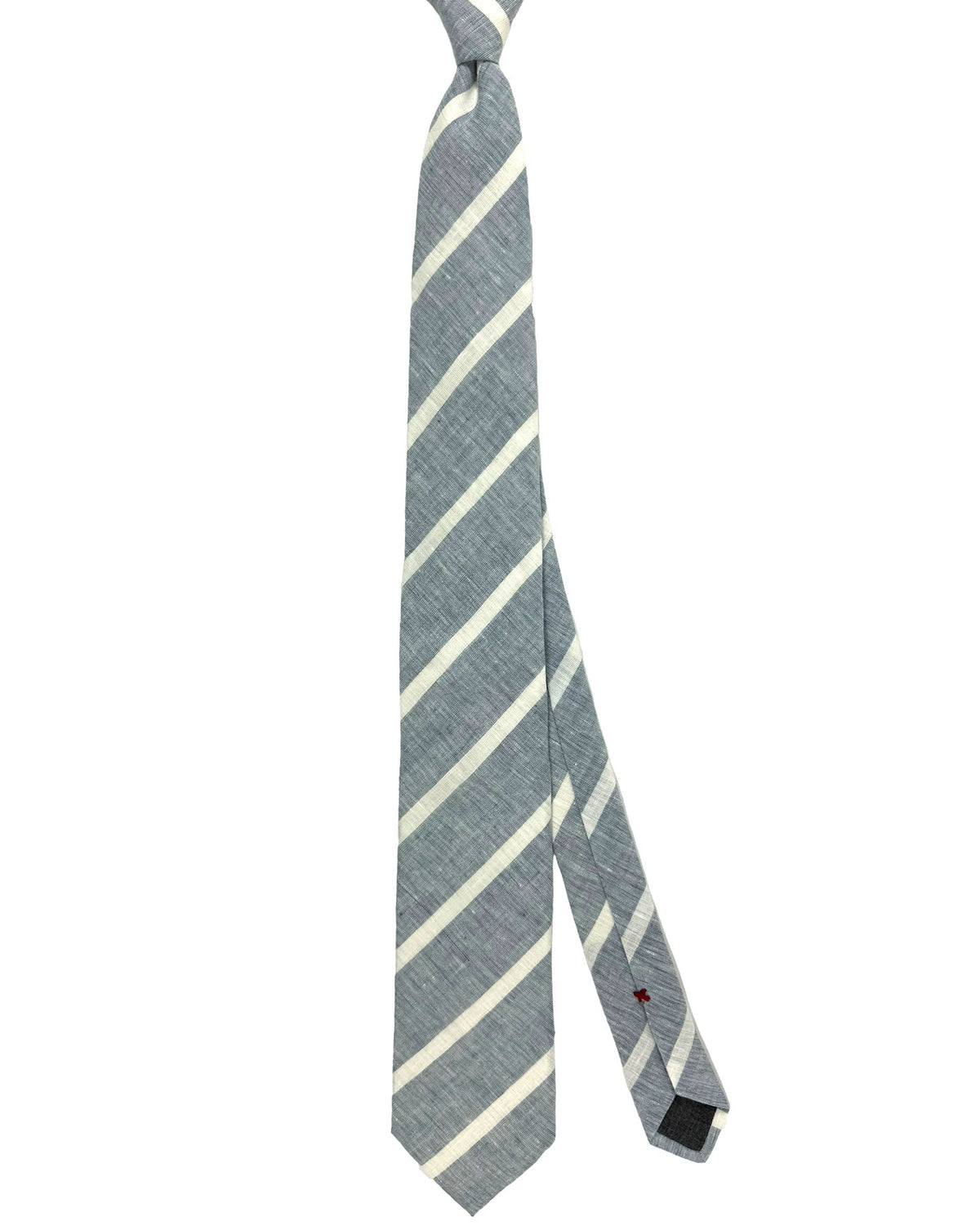 Brunello Cucinelli Linen Tie Light Blue White Stripes Men's Tie