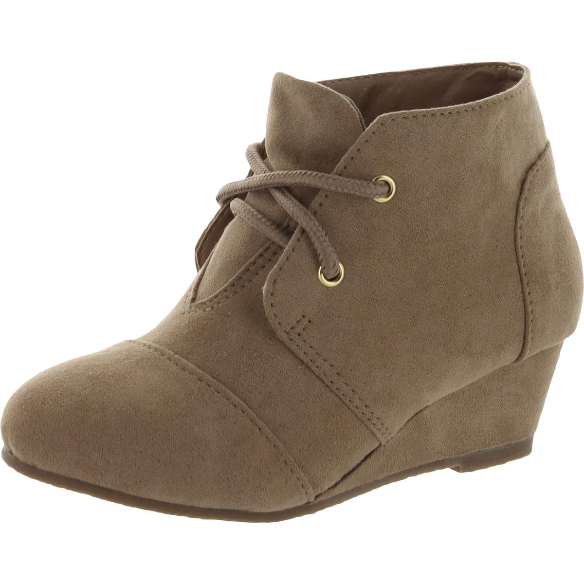 Girls Confetti Faux Suede Ankle Wedge Boots