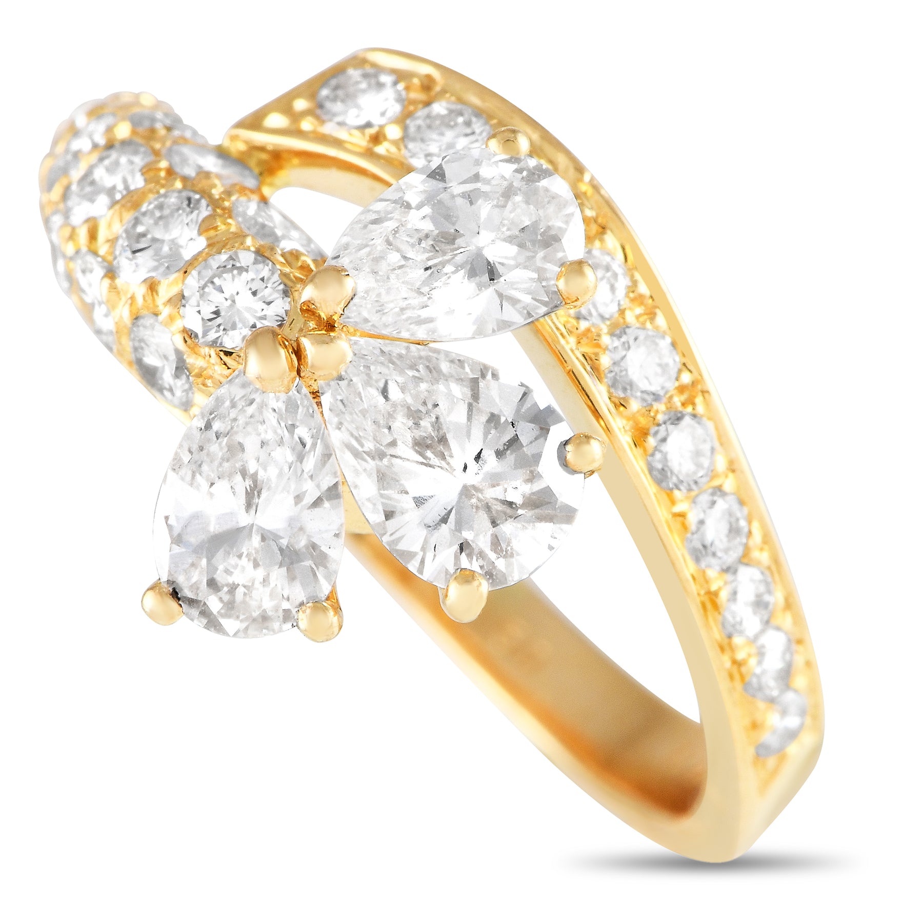 Cartier 18K Yellow Gold 1.50 ct Diamond Bypass Ring CA02-051424