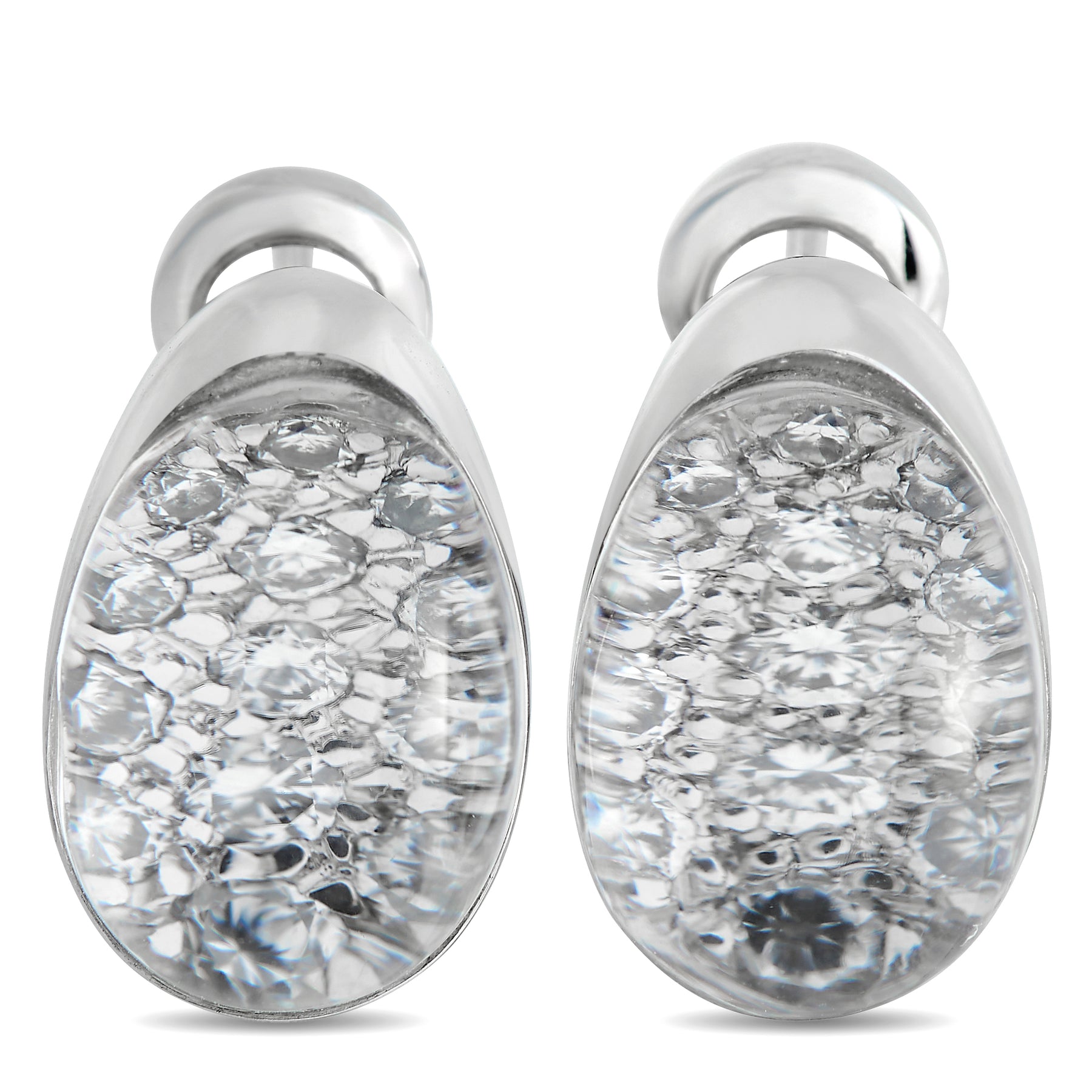 Cartier Myst 18K White Gold Rock Crystal Earrings CA04-031124