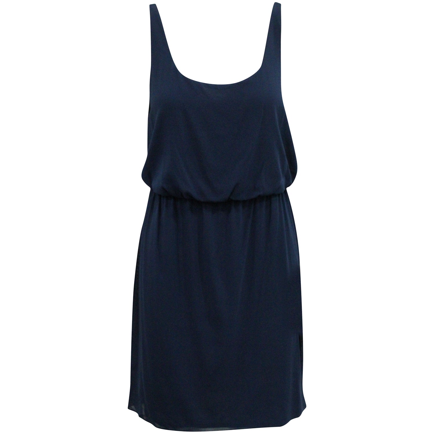 Alice + Olivia Gathered Waist Sleeveless Mini Dress in Blue Silk 7764865515580