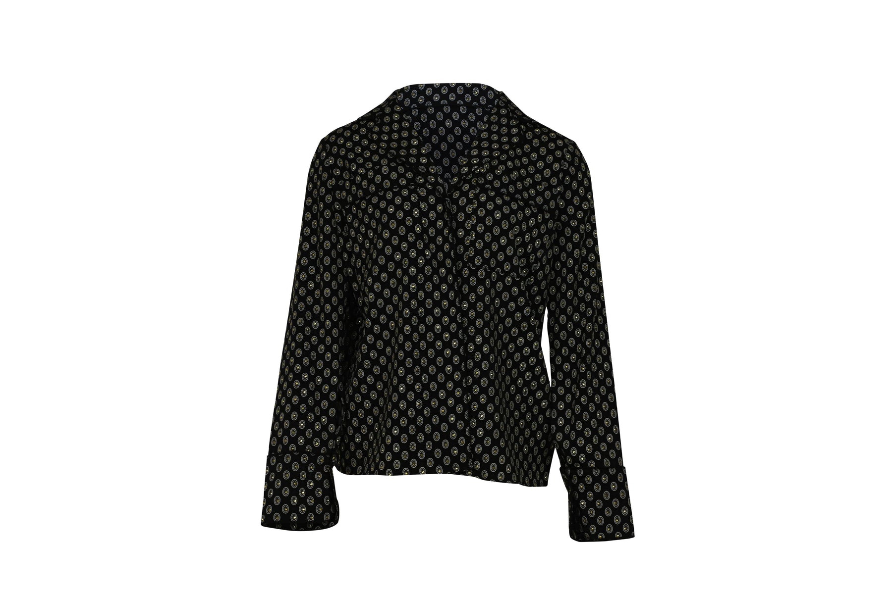 Michael Kors Studded Medallion Crushed Crepe Pajama Shirt in Black Polyester 7766512533564