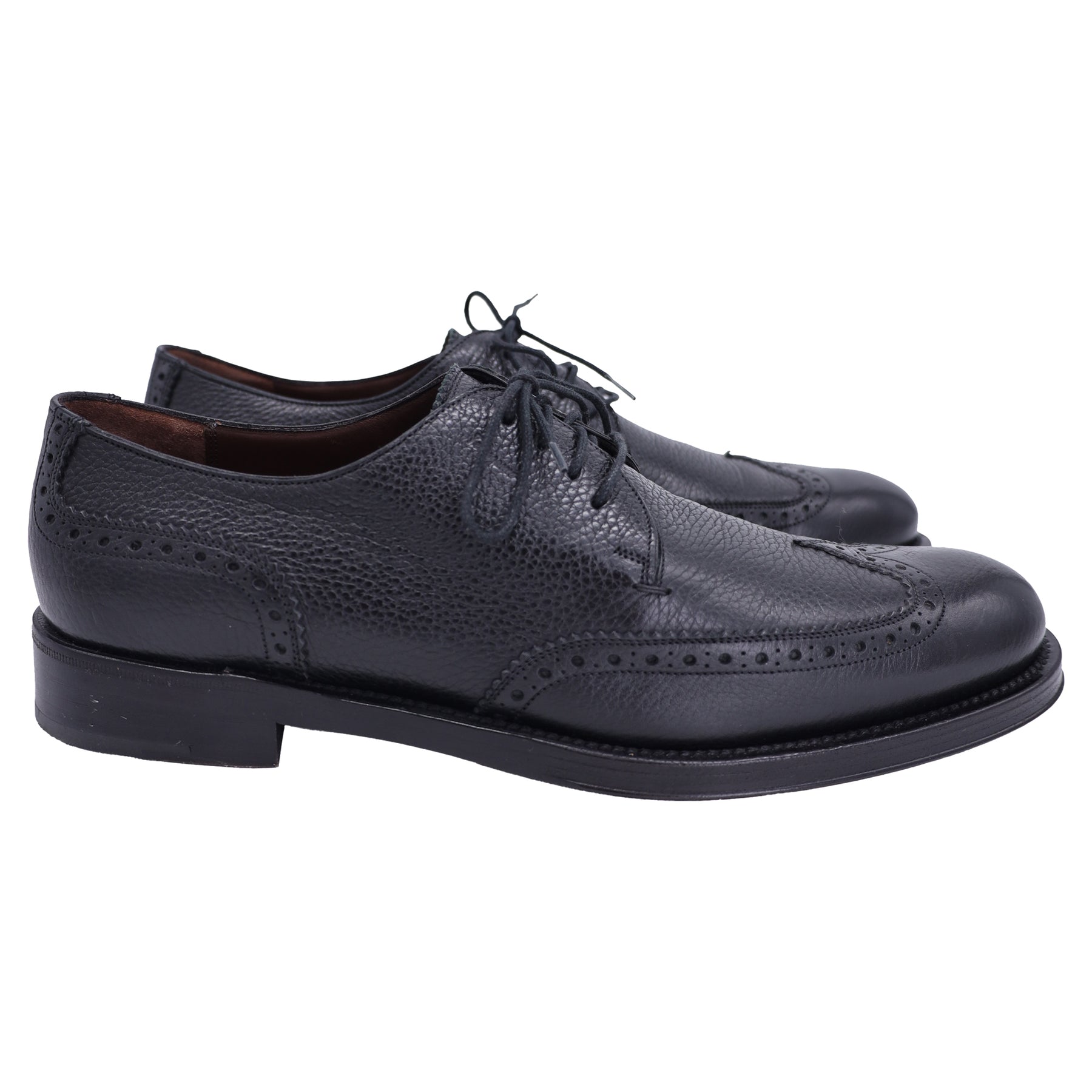 Salvatore Ferragamo Textured Lace-Up Oxfords in Black Leather 7748871520316
