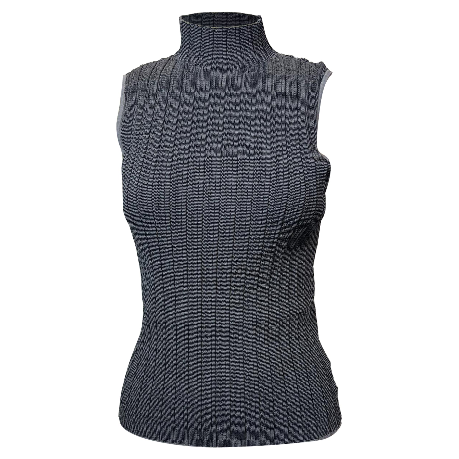 Theory Sleeveless Mock Neck Sweater in Grey Wool 7833141739580