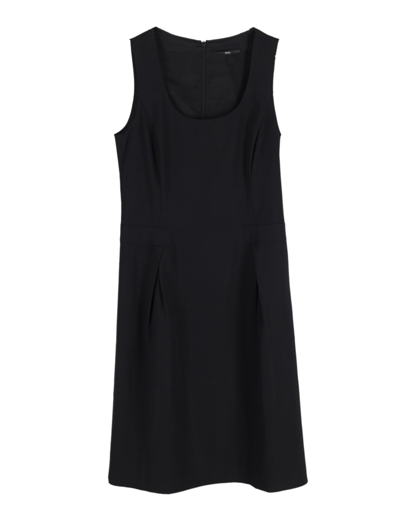 Hugo Boss Sleeveless Shift Dress in Black Wool