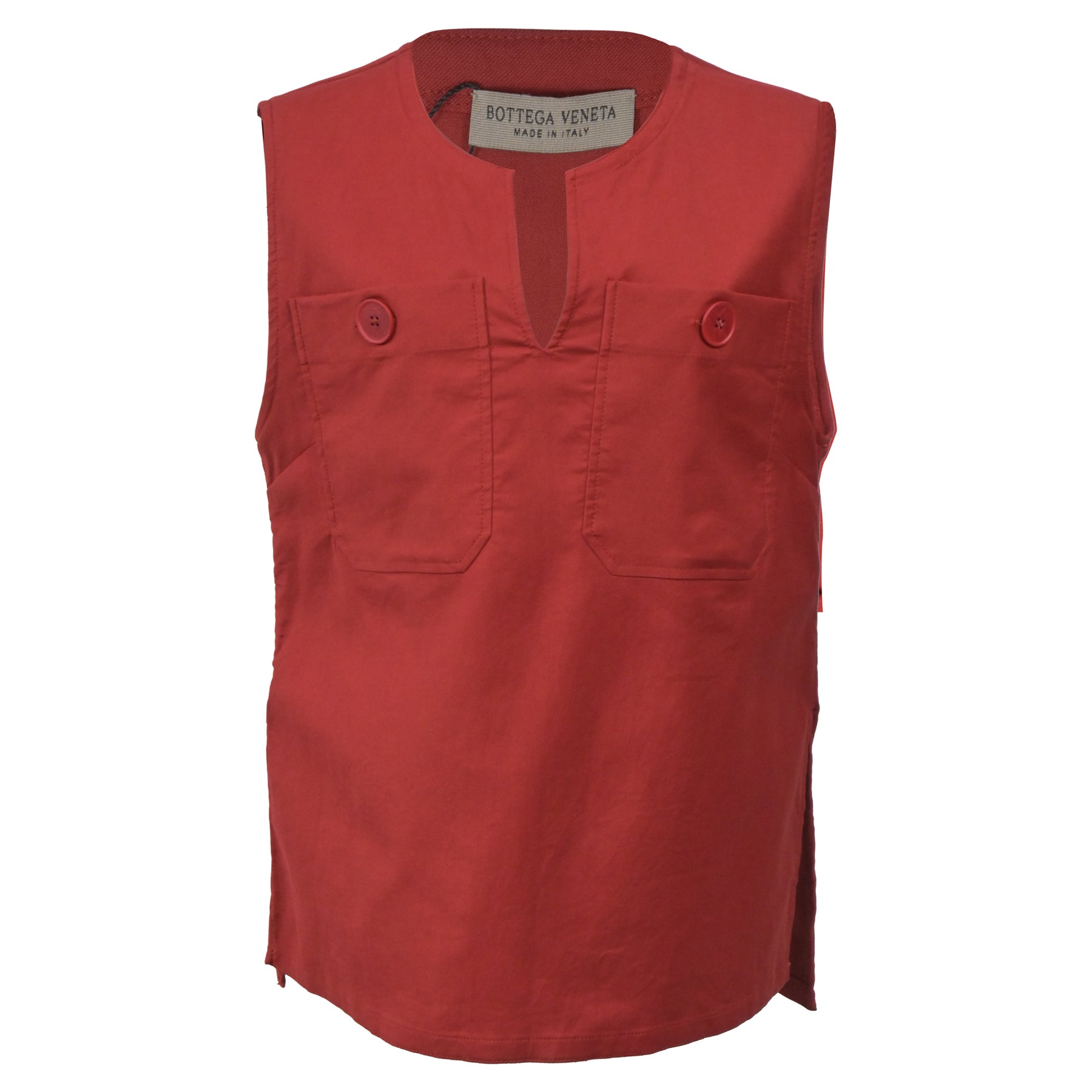 Bottega Veneta Pocket Detail Sleeveless Top in Red Cotton 7833151930428