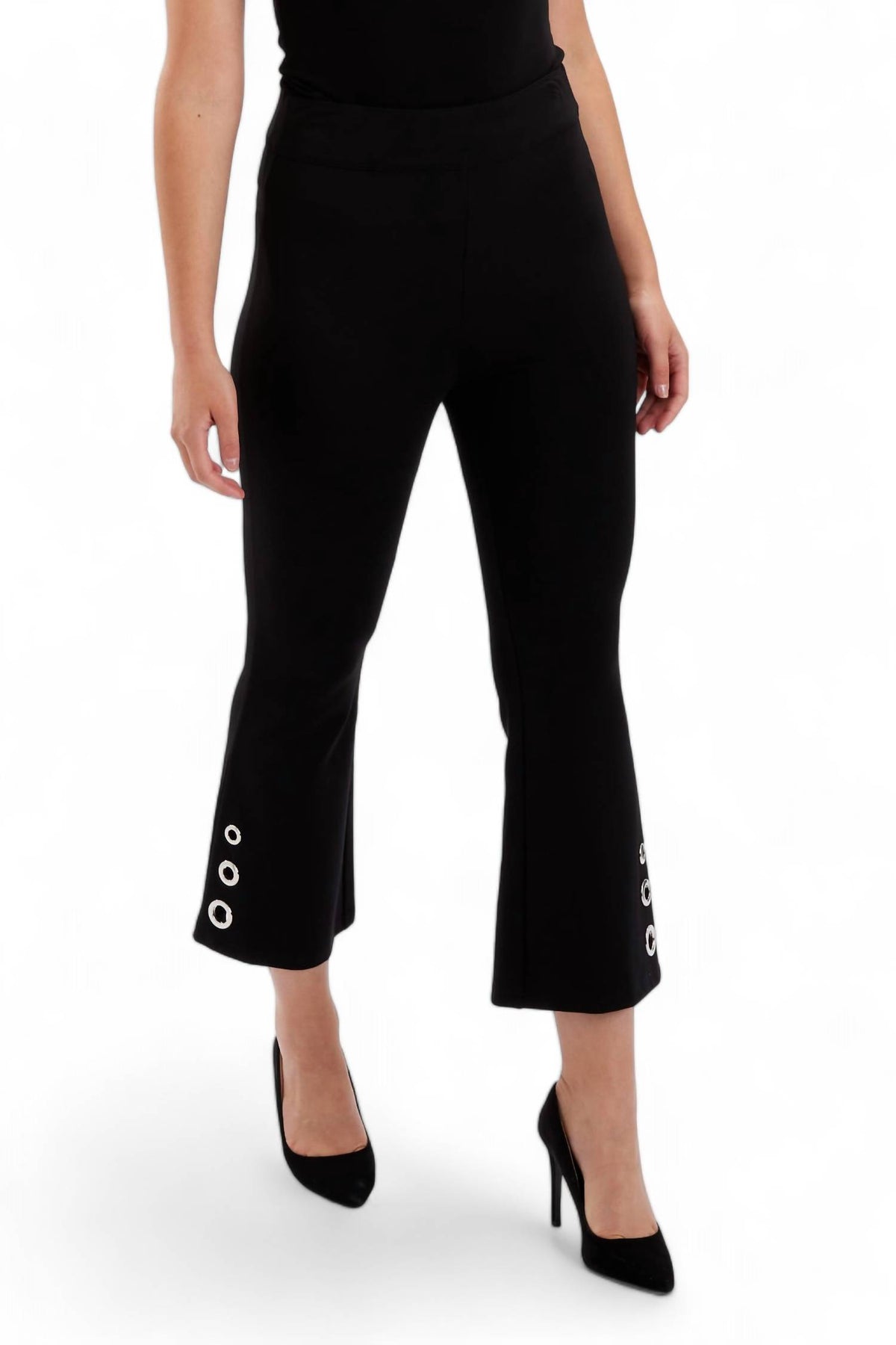Grommet Detail Pants In Black 7676572205116
