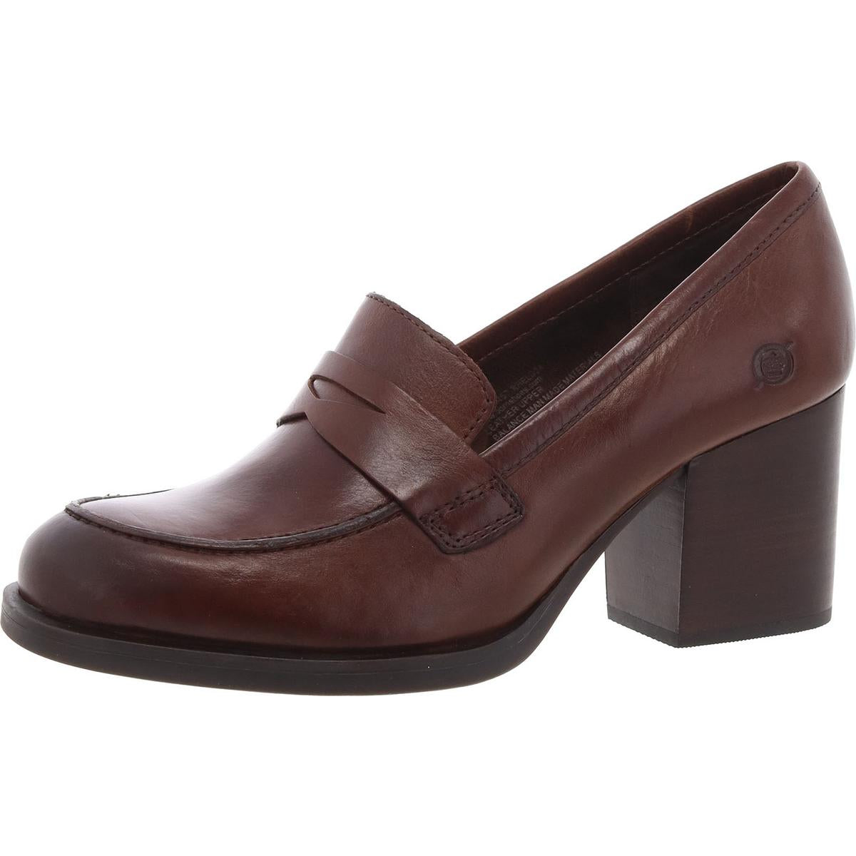 Leather Padded Insole Loafer Heels