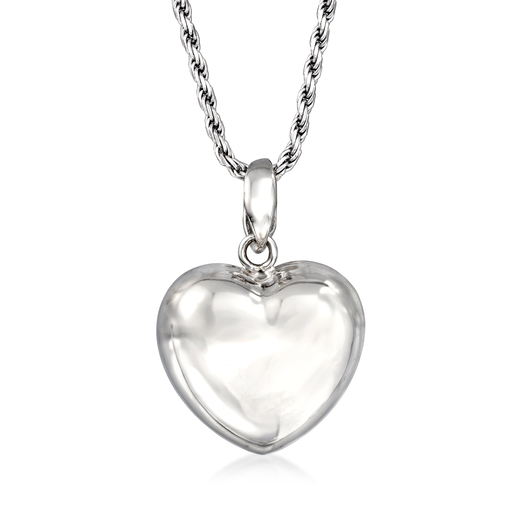 Ross-Simons Italian Sterling Silver Puffed Heart Pendant Necklace
