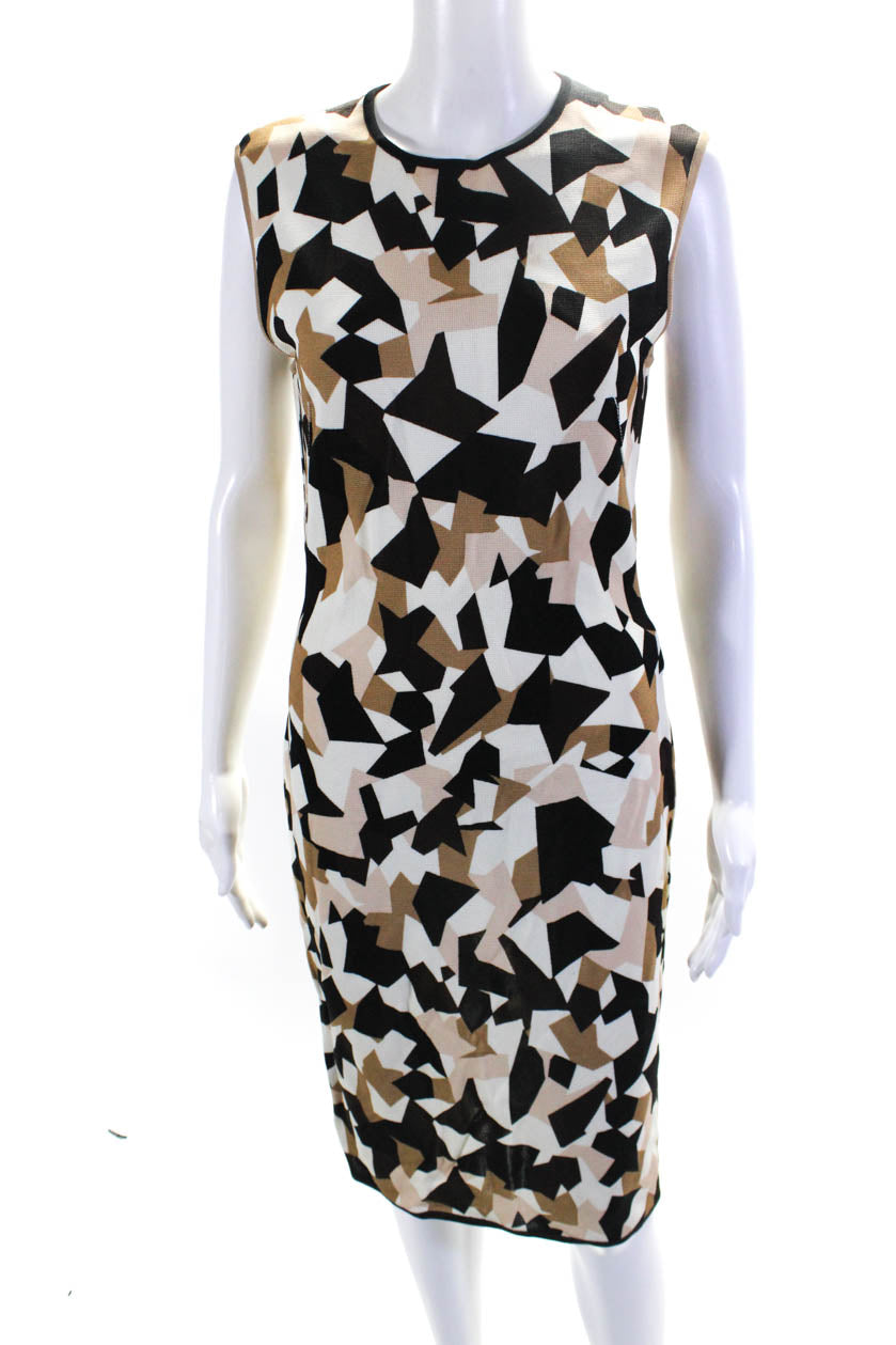 Givenchy Womens Abstract Colorblock Round Neck Sleeveless Dress Brown 7833591808060