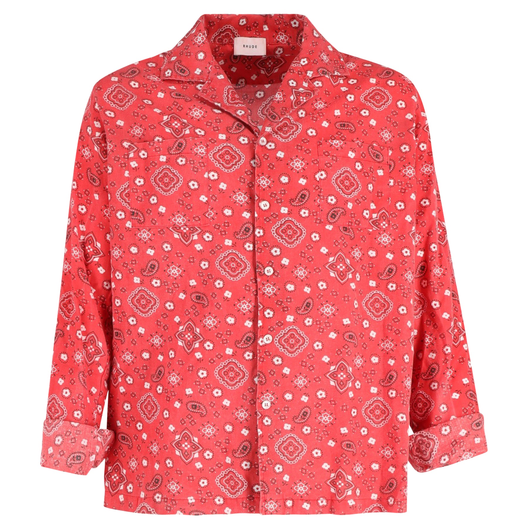 Rhude Bandana Print Shirt in Red Cotton 7748735565884