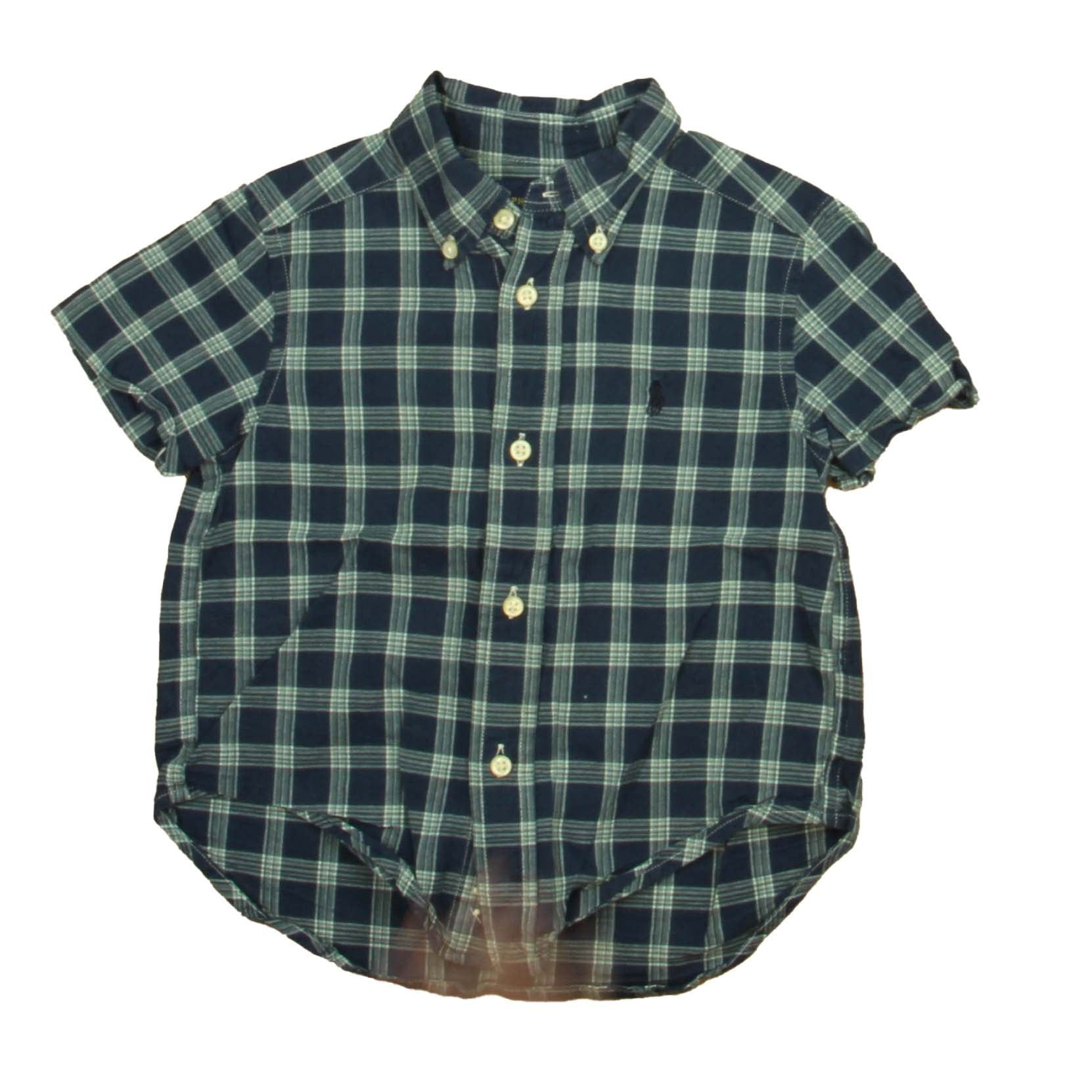 Ralph Lauren Boys Blue | Ivory Plaid Button Down Short Sleeve 7805832298556