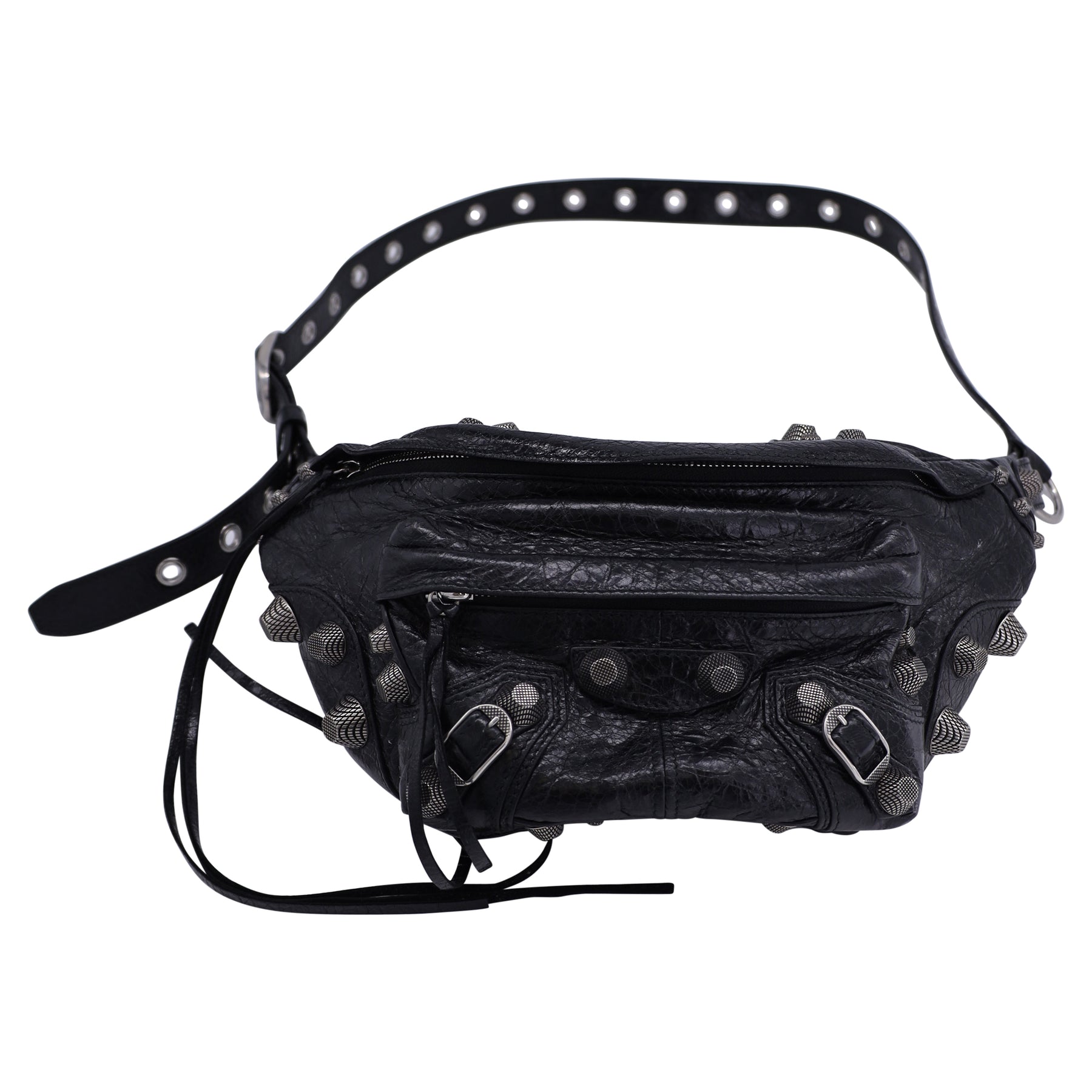 Balenciaga Le Cagole Medium Beltpack in Black Leather 7733643608124