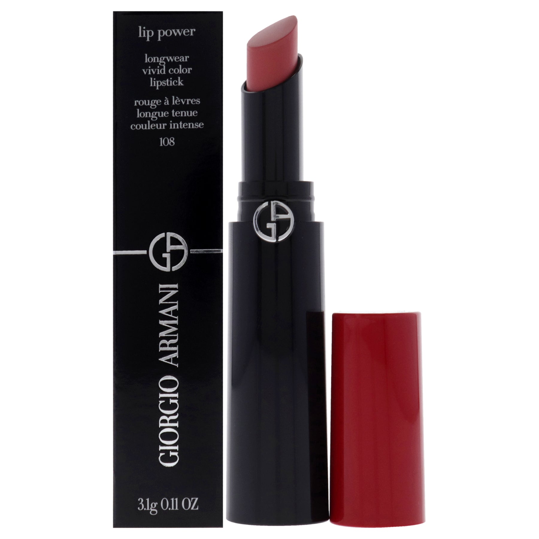 Lip Power Longwear Vivid Color Lipstick - 108 In Love by Giorgio Armani for Women - 0.11 oz Lipstick