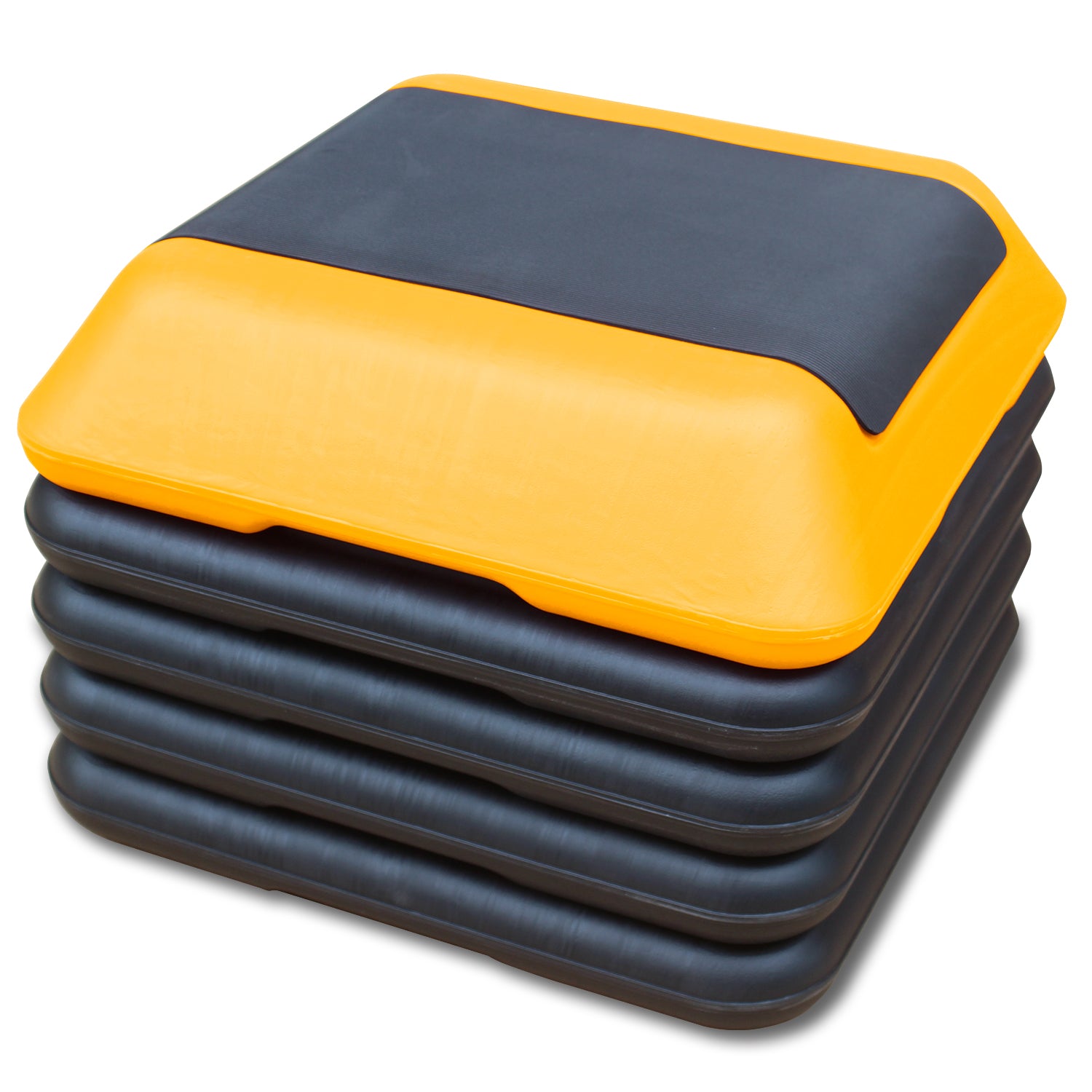 Streamdale Height-Adjustable Step Aerobics Platform Fitness Equipment Stepper Trainer Exercise Step Platform with 4 Riser Yellow 7833678872636