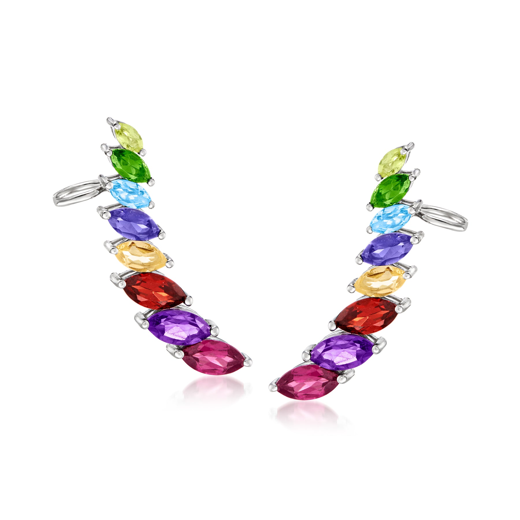 Ross-Simons Multi-Gemstone Ear Climbers in Sterling Silver