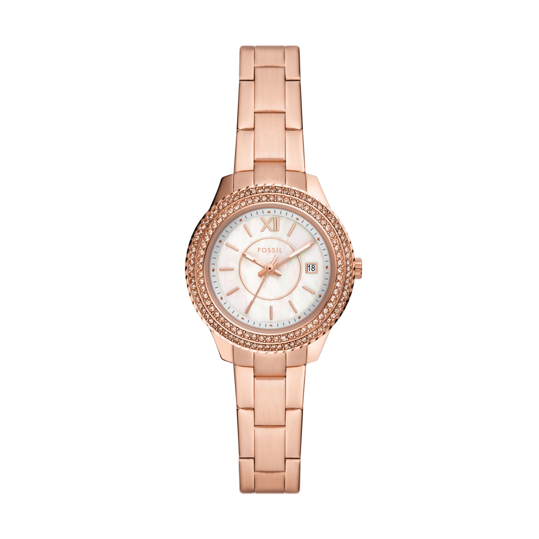 Fossil Women's Stella Three-Hand Date, Rose Gold-Tone Stainless Steel Watch