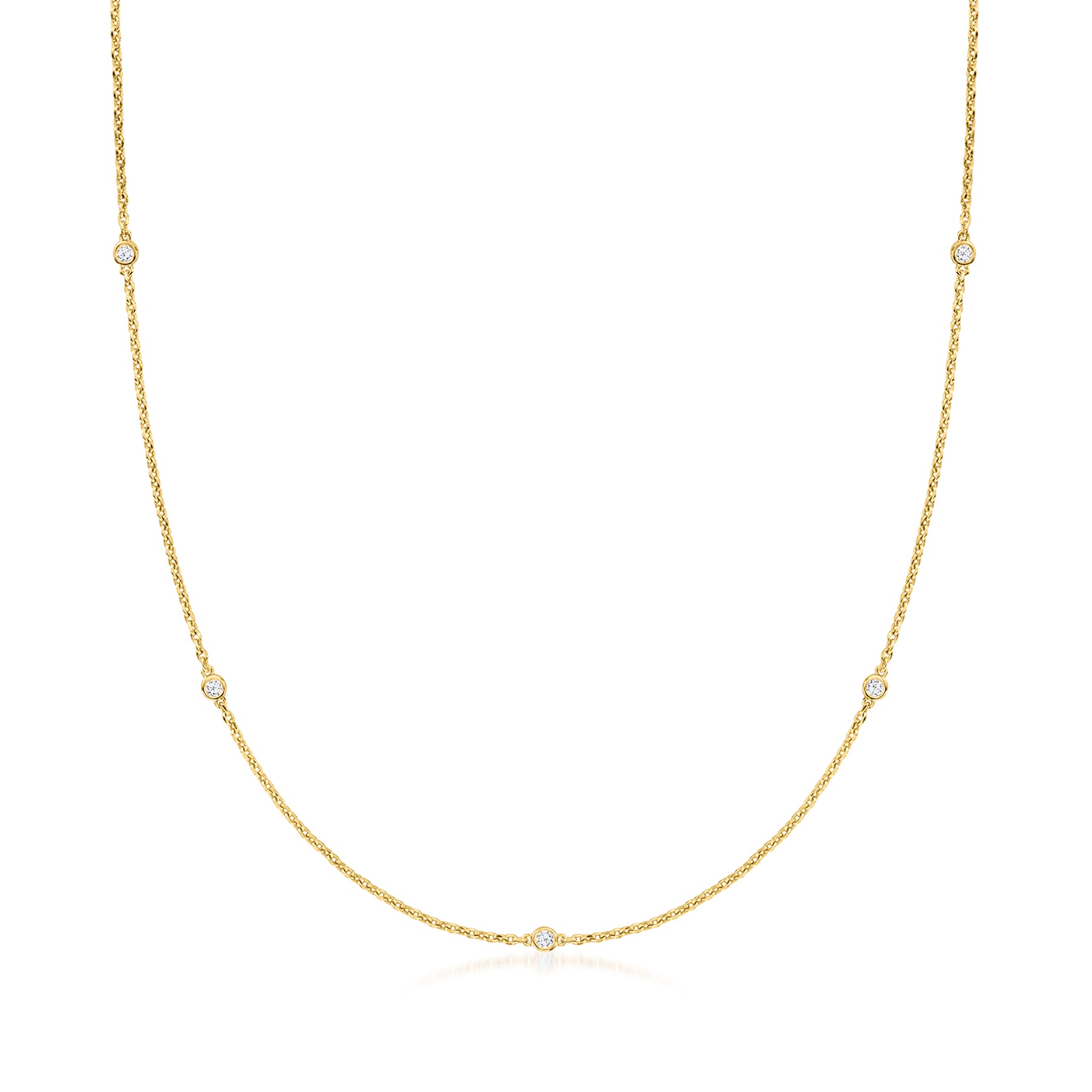 Ross-Simons Lab-Grown Diamond Station Necklace in 18kt Gold Over Sterling 7196150202428