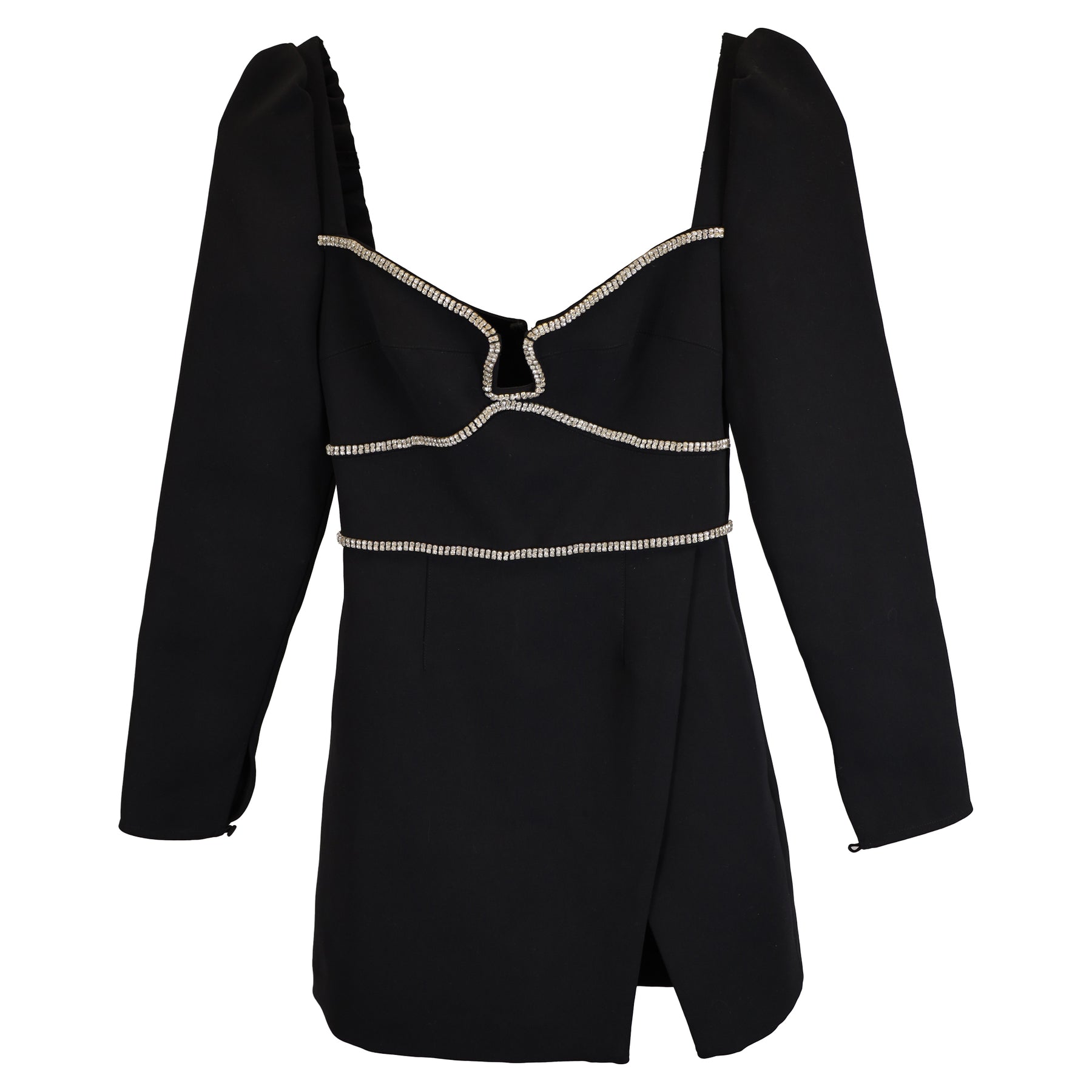 Self-Portrait Diamanté-Trim Mini Dress in Black Polyester 7833197576252