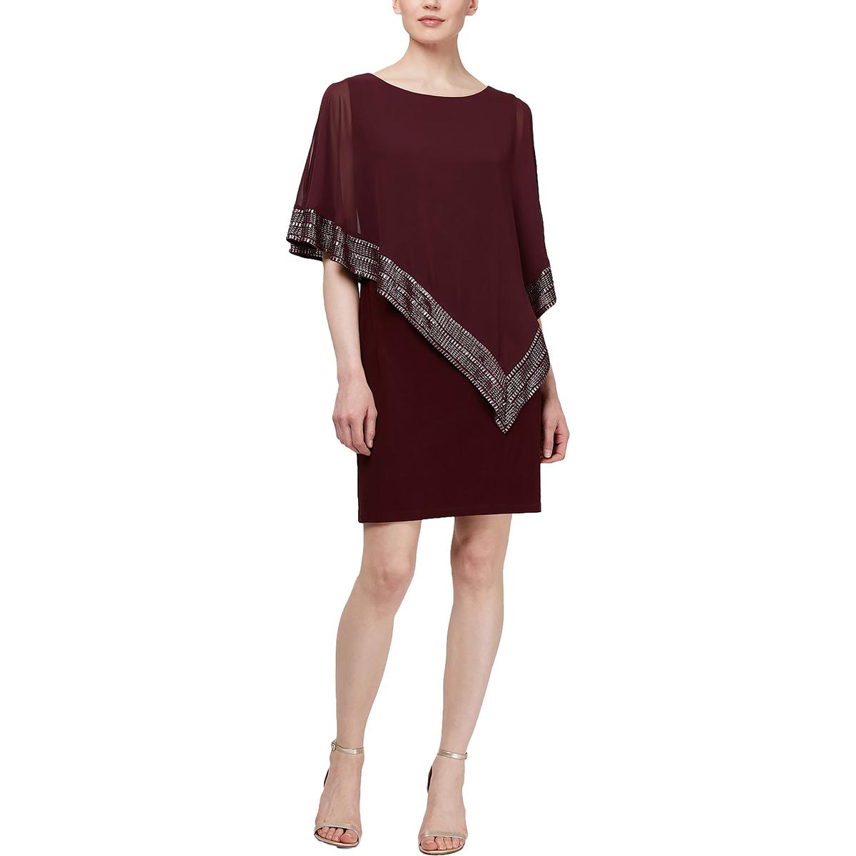 Foil Trim Cape Sheath Dress