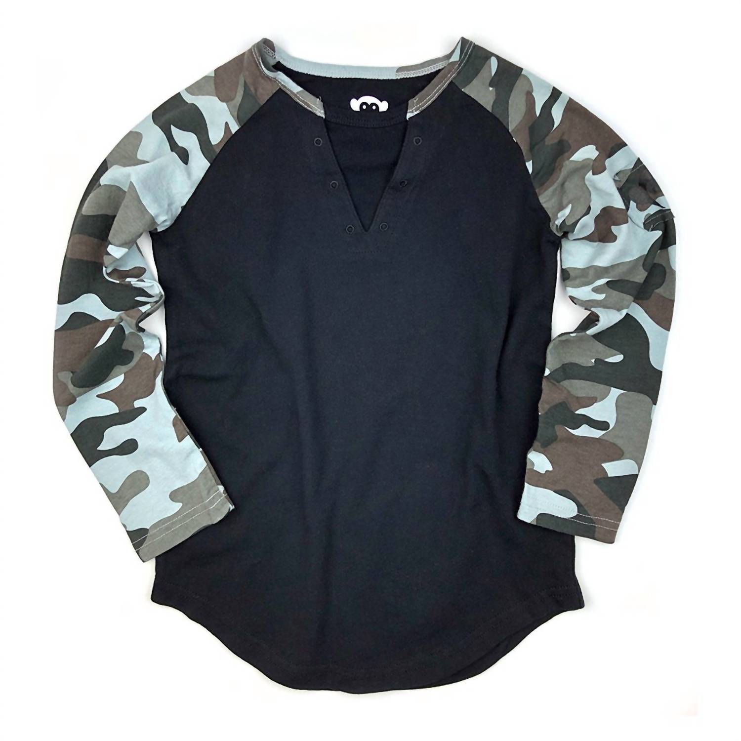 Boys' Baseball Tee In Black & Camo