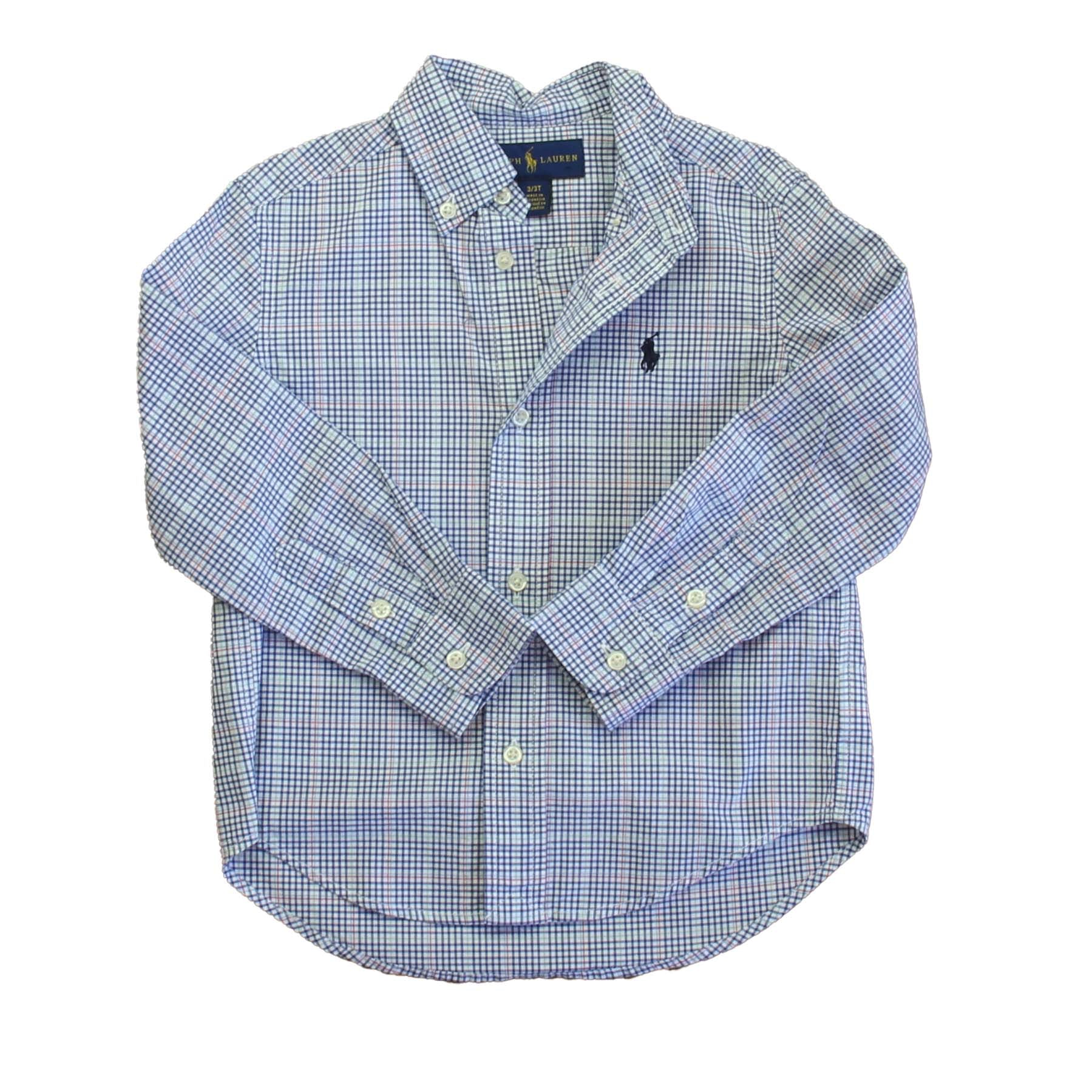 Ralph Lauren Boys Blue | Red Plaid Button Down Long Sleeve 7805826302012