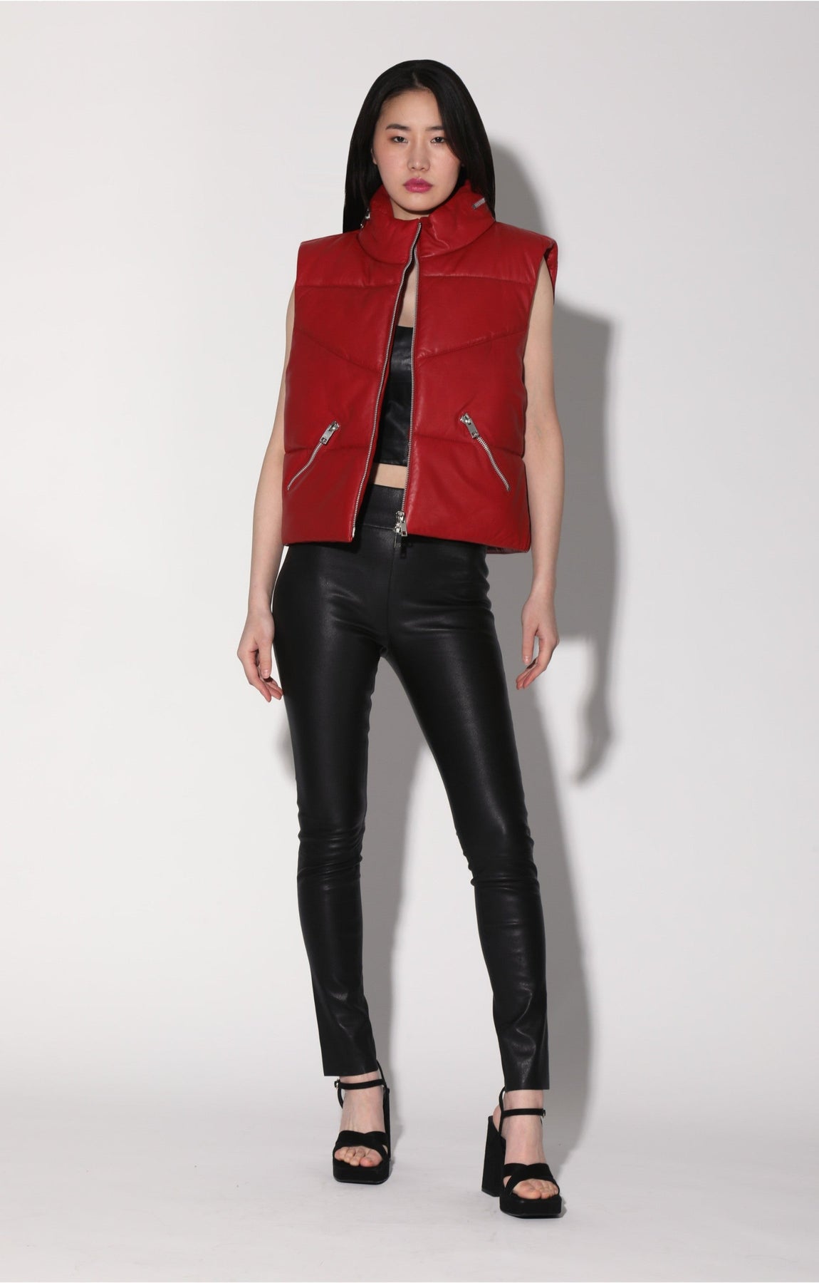 Landon Vest, Red - Puffer Leather