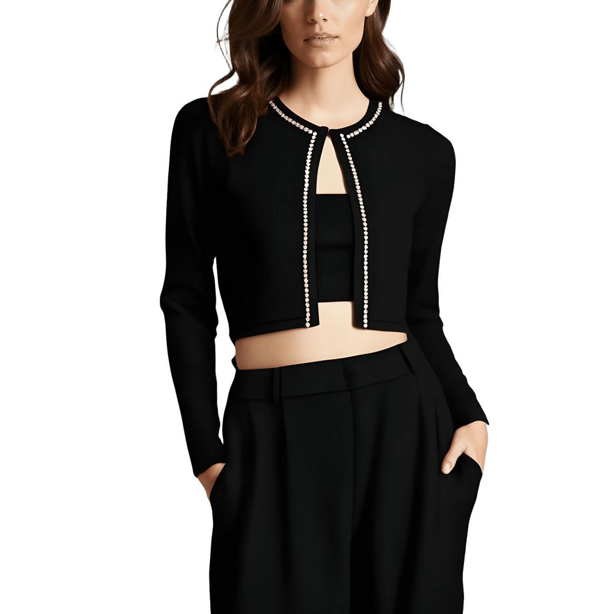 Embellished Knit Crop Sweater