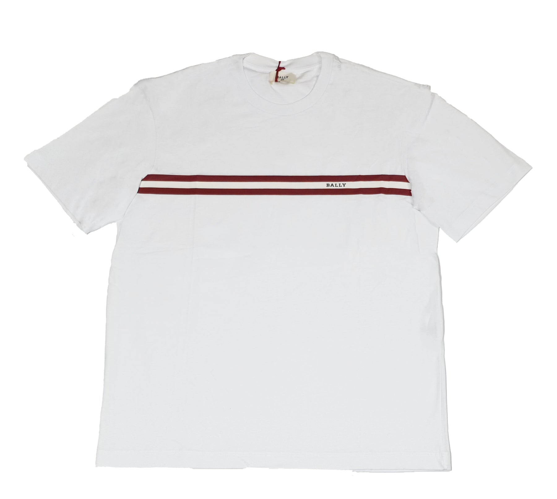 Bally 6233736 Men's Bone 100% Cotton Striped Logo T-Shirt 7706168623164