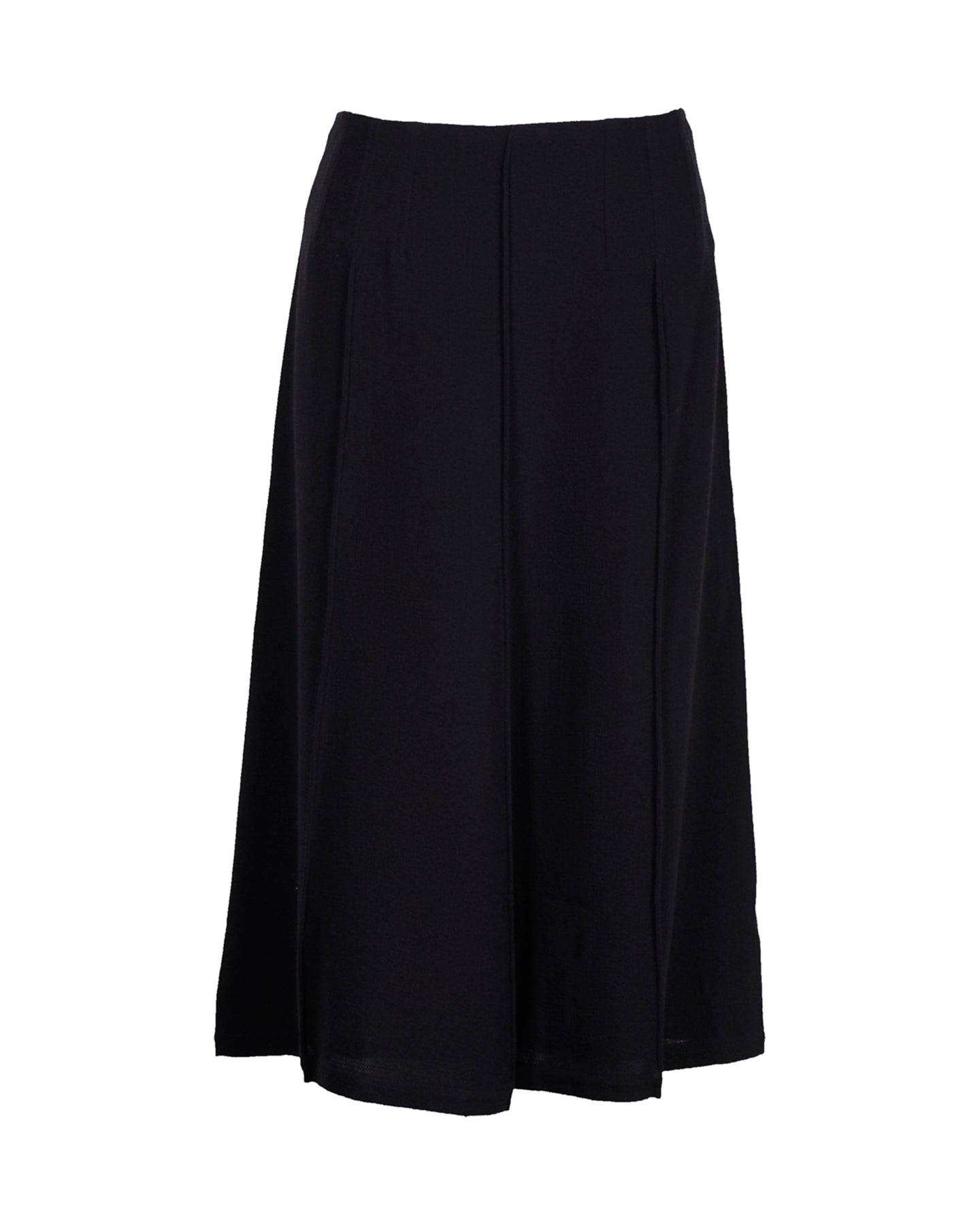 Hermes A-Line Midi Skirt in Navy Blue Wool 7703688642620