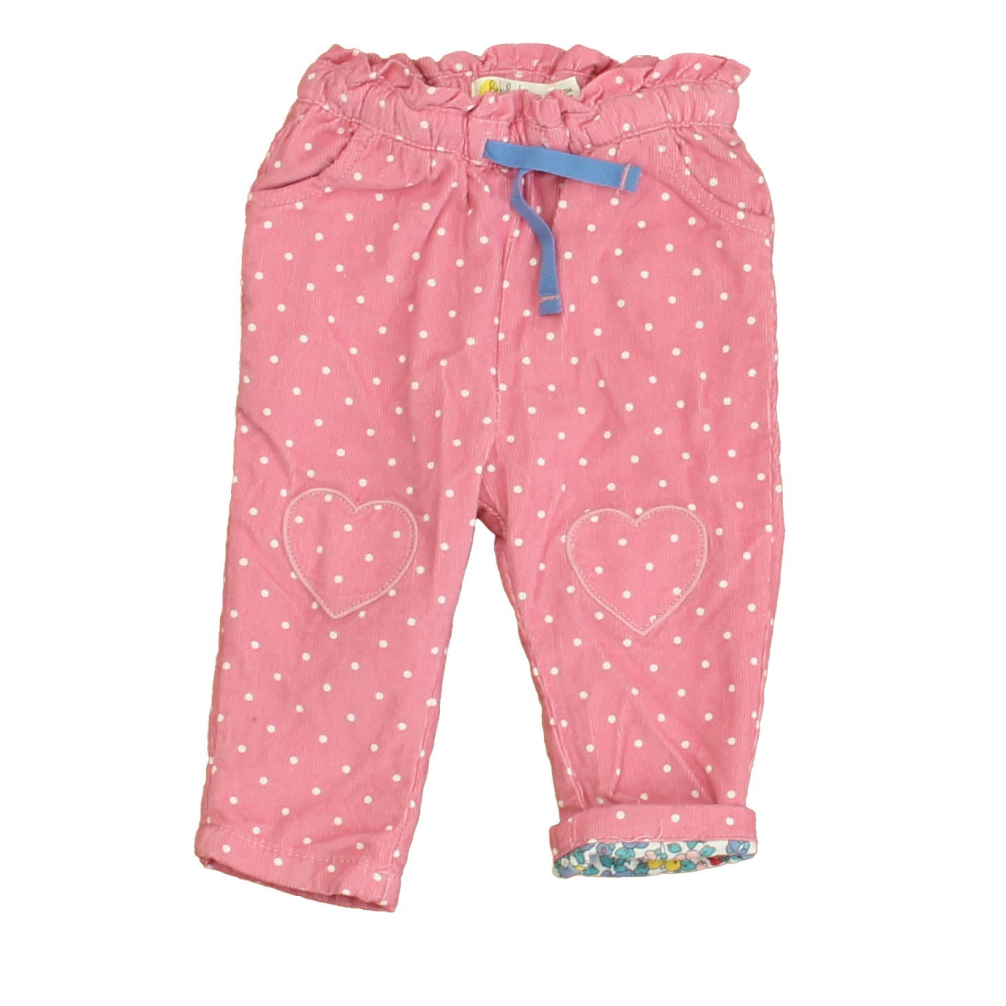 Boden Girls Pink | White Polka Dots Corduroy Pants 7805905436732