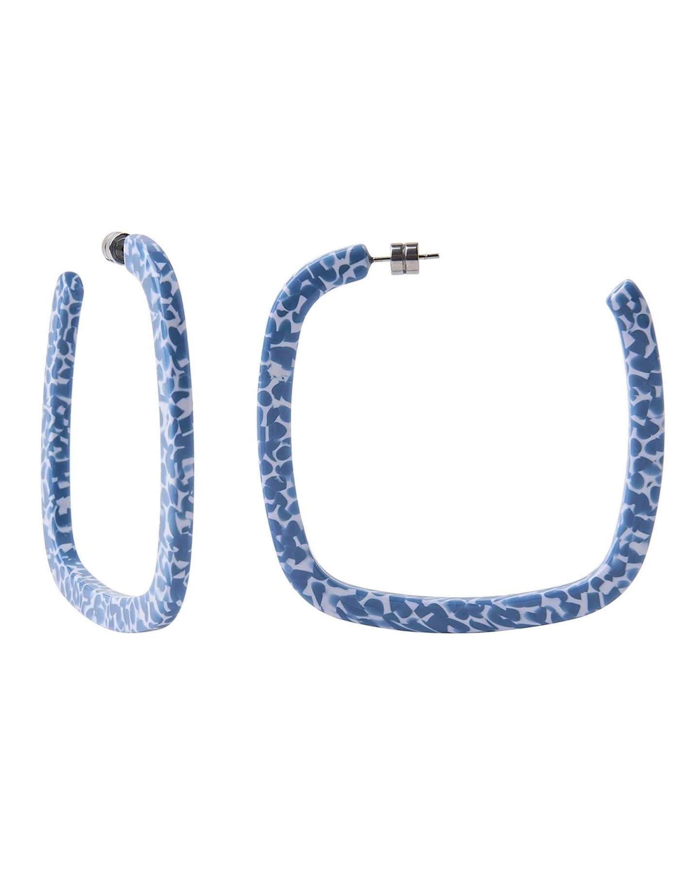 Large Square Hoops in Cerulean Blue