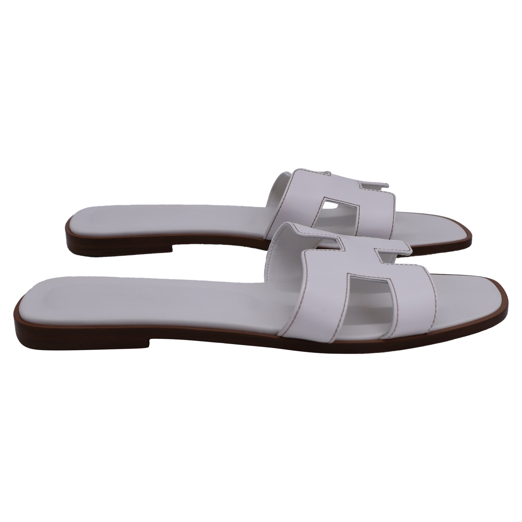 Hermès Oran Flat Slides in White Leather 7833153994812
