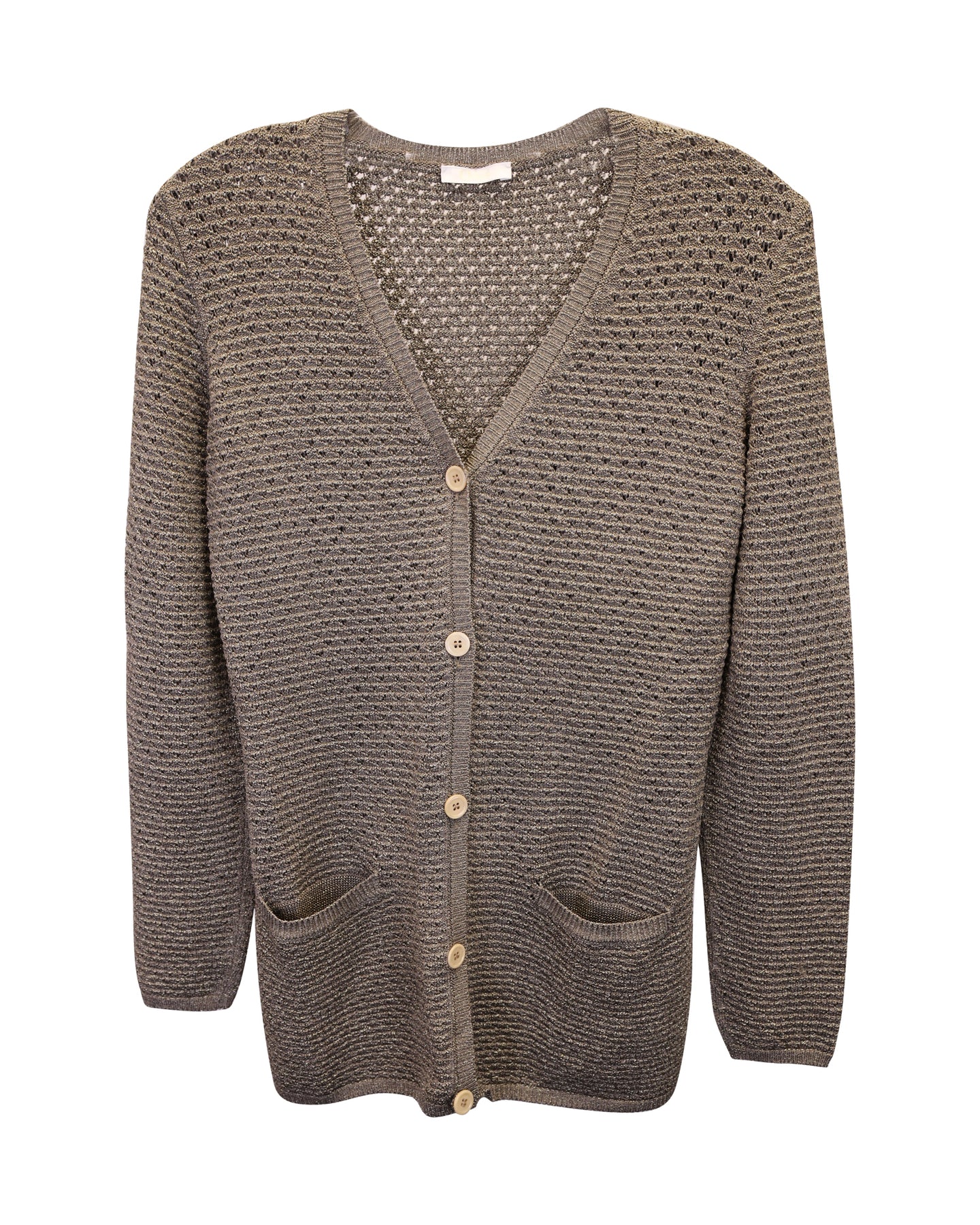 Chloé Buttoned Metallic Cardigan in Gold Viscose 7748758306876