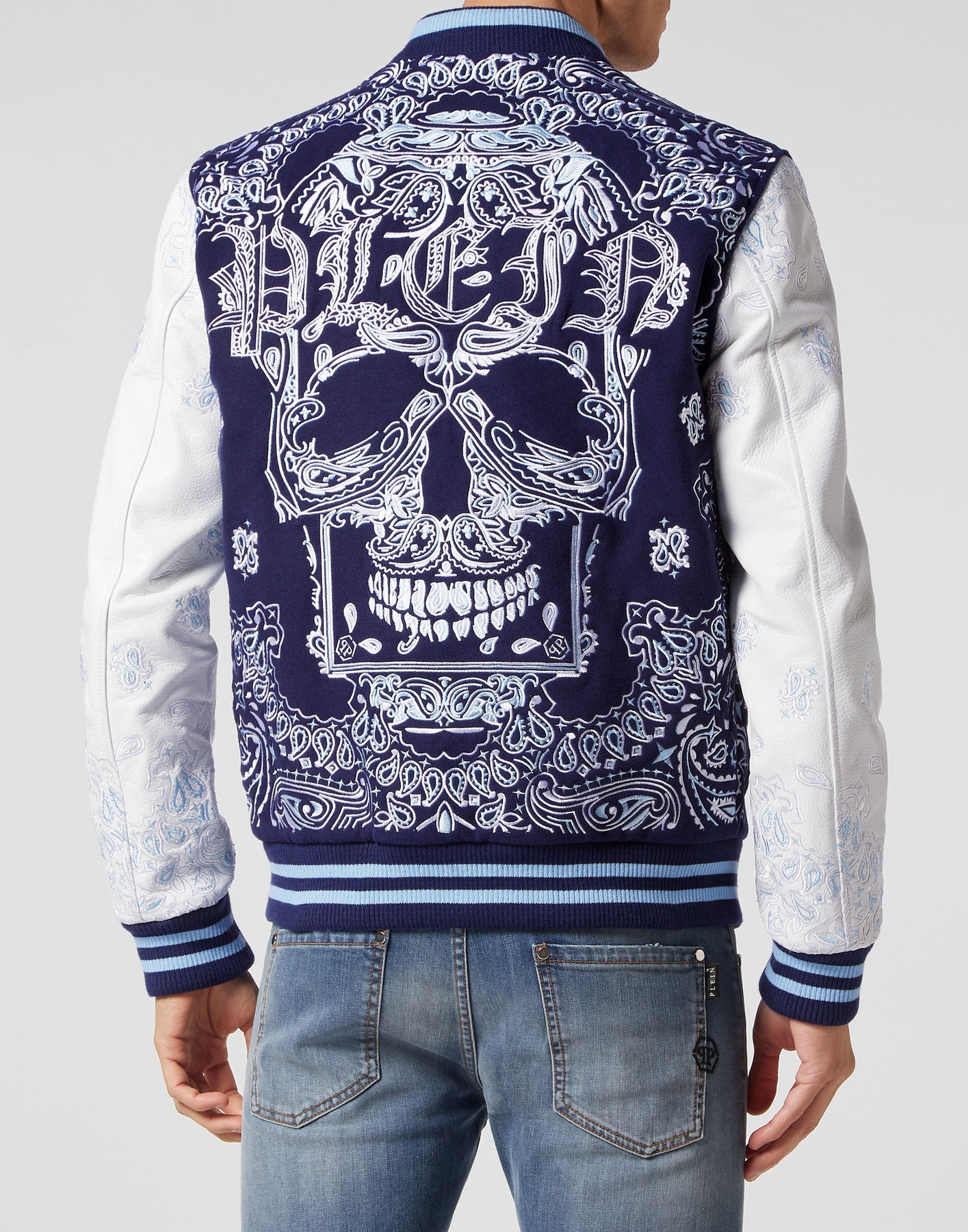 Wool and Leather Bomber Paisley Foulard 7676508143676