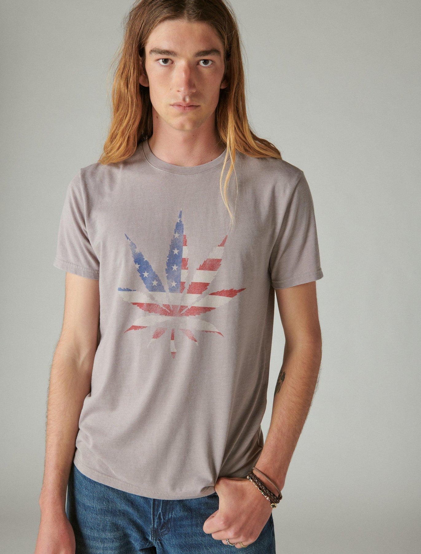 Lucky Brand Men's American Weed Leaf Tee