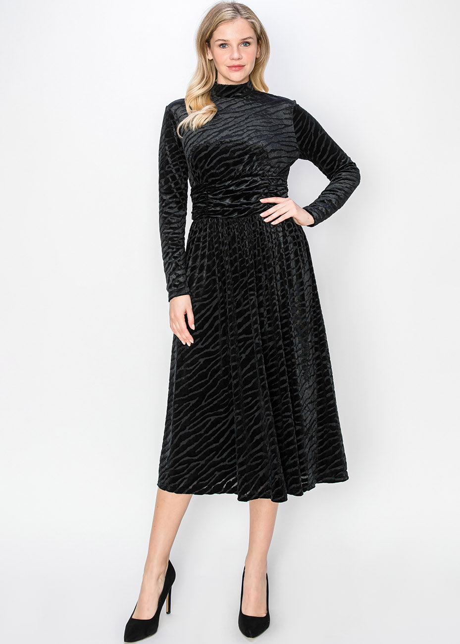 Black Velvet Midi Dress 7833636896828