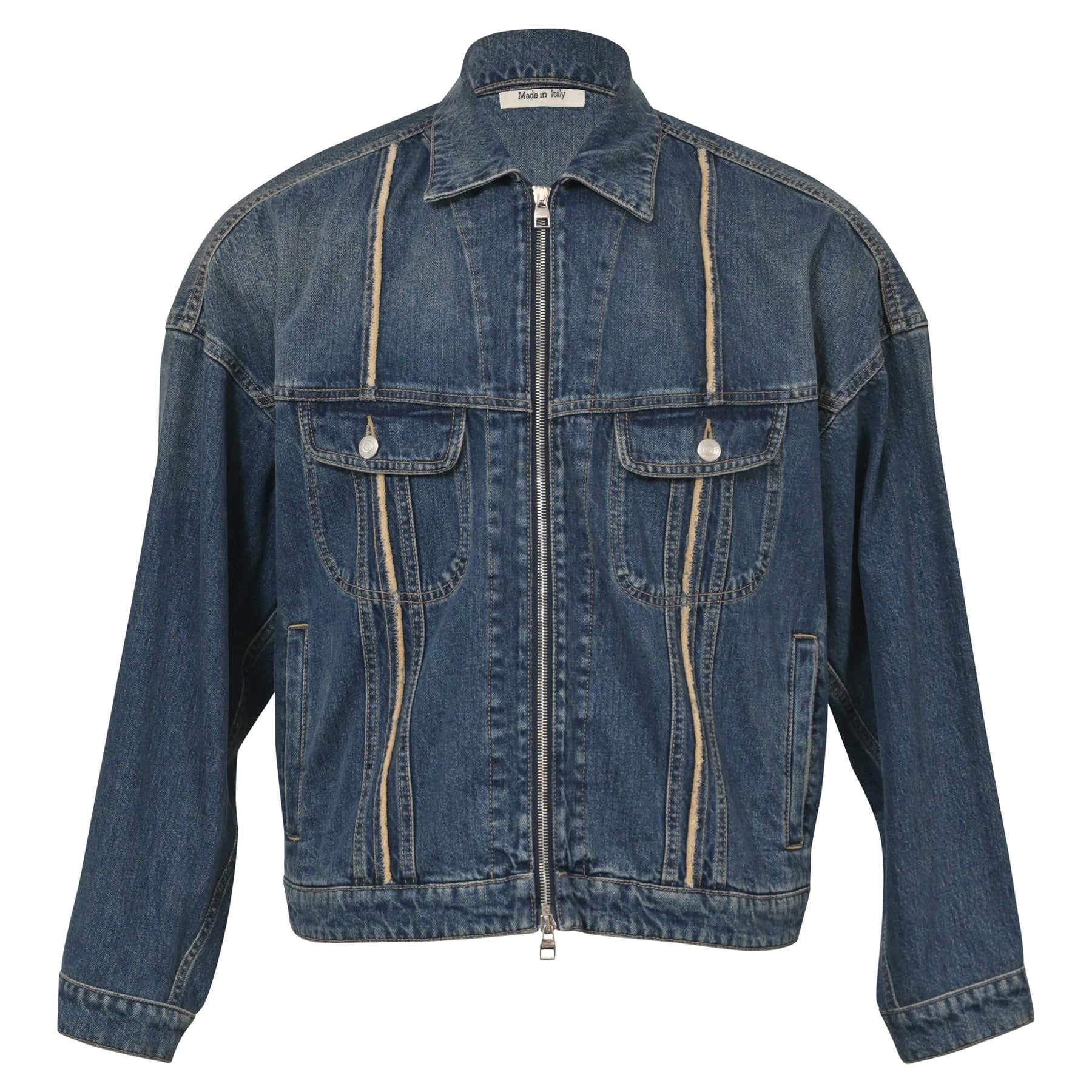 Alexander McQueen Zipped Denim Jacket in Blue Denim