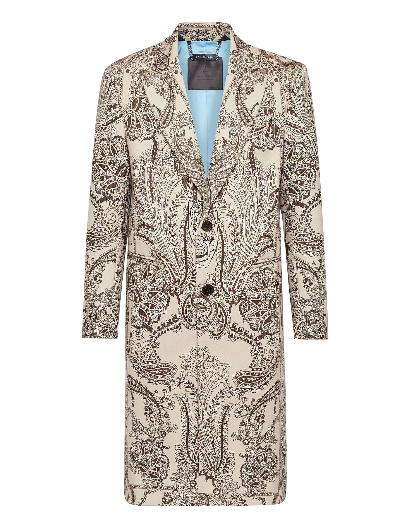 Wool Long Coat Paisley Foulard 7676517613628