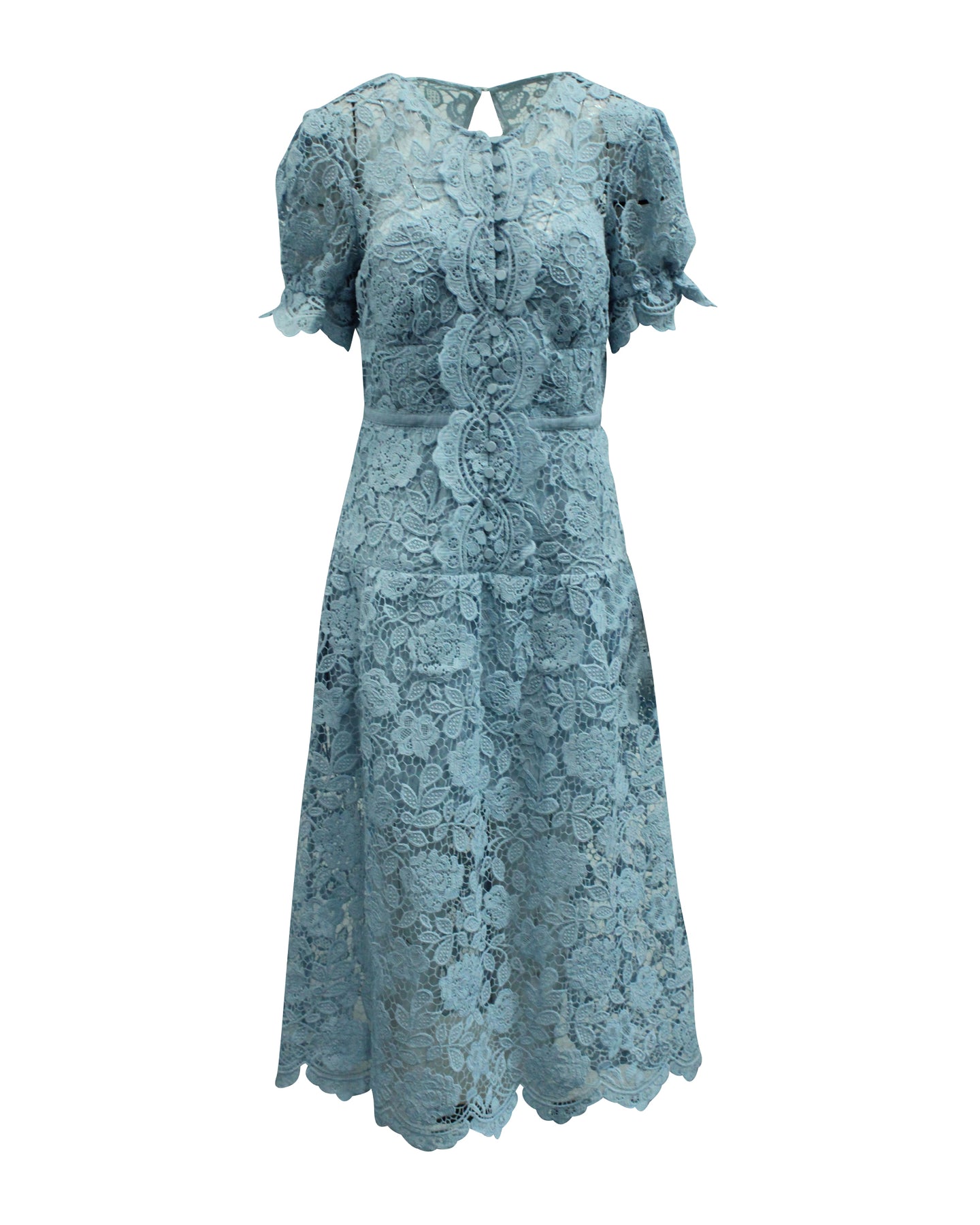 Self-Portrait Guipure Lace Blue Midi Dress in Blue Polyester 7833158778940